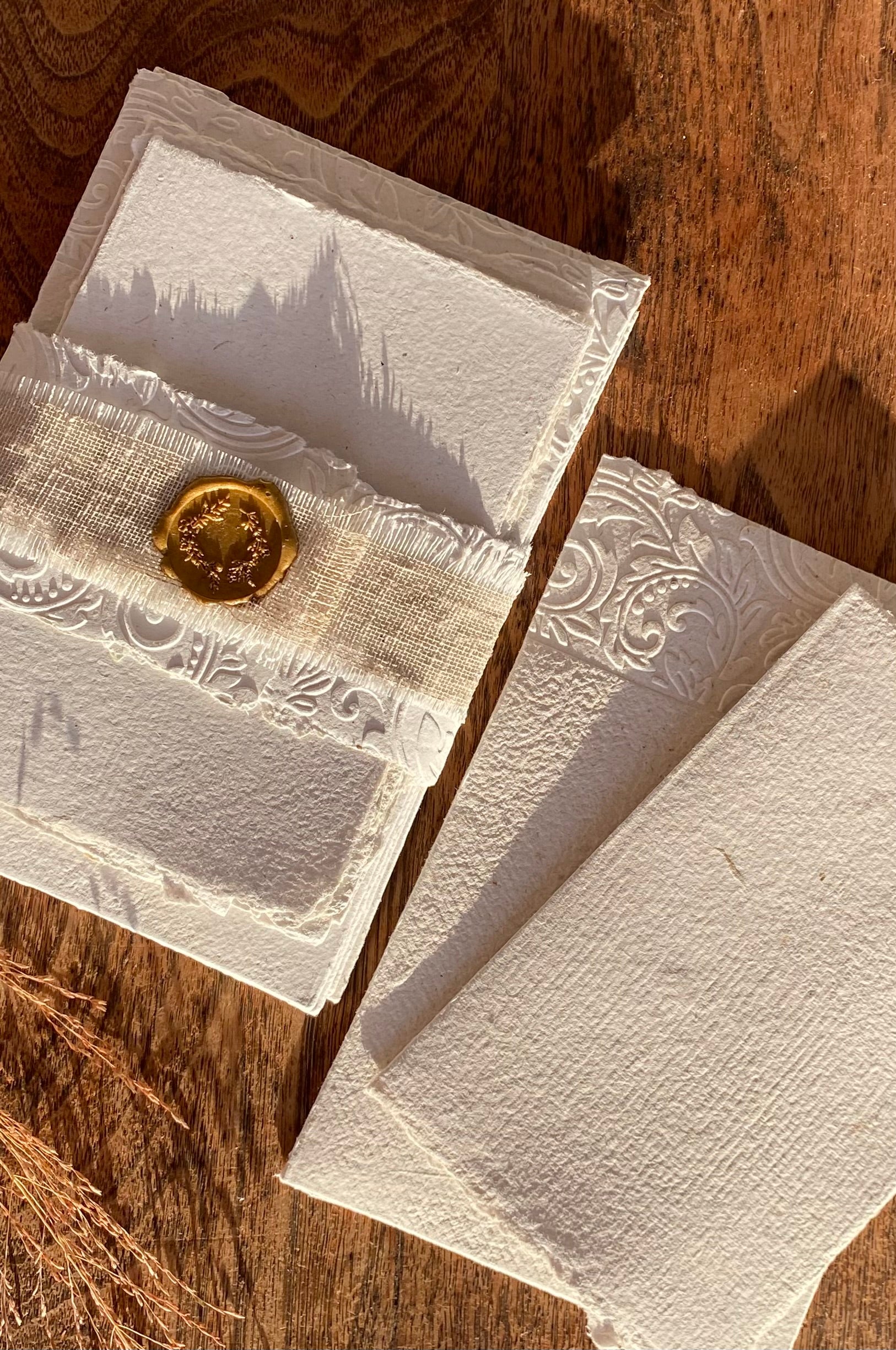 Handmade Notelets Handmade Cotton Paper Embossed Stationery - Notelets and Matching Enve