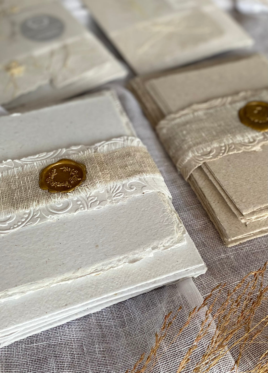 Handmade Notelets Handmade Cotton Paper Embossed Stationery - Notelets and Matching Enve
