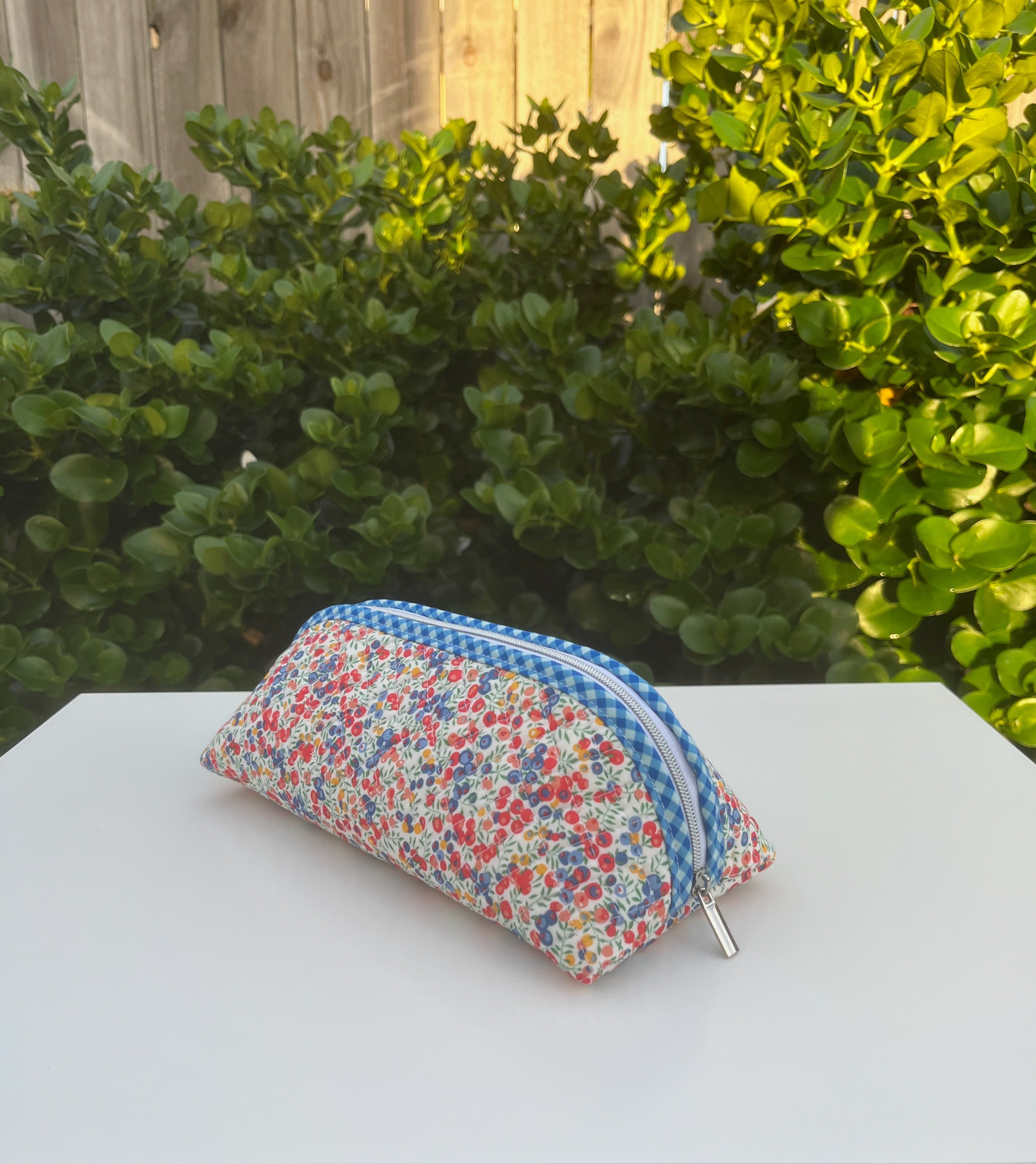 Quilted Trixie Zip Pouch – Liberty 'Wiltshire Bud Red'