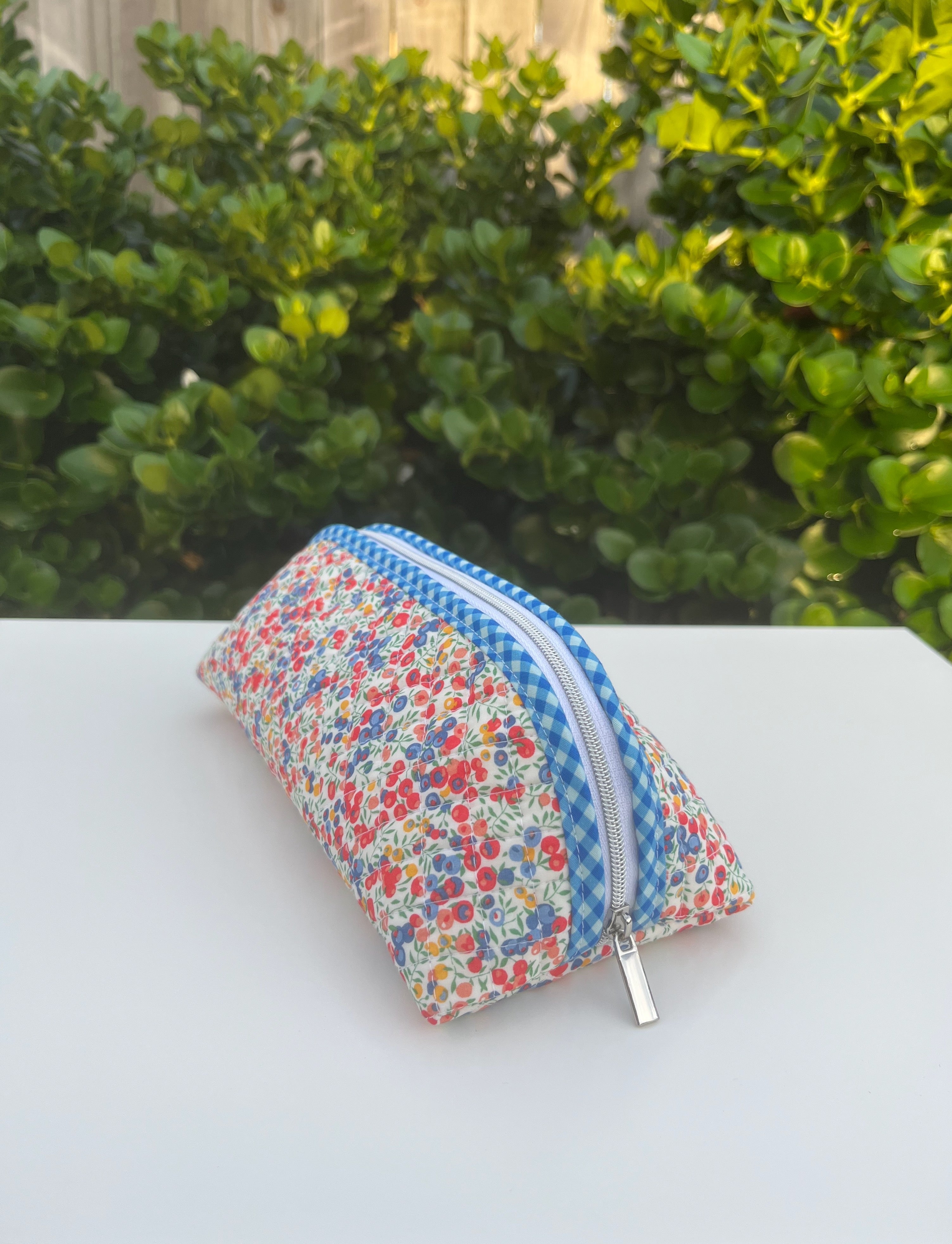 Quilted Trixie Zip Pouch – Liberty 'Wiltshire Bud Red'