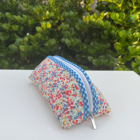 Quilted Trixie Zip Pouch – Liberty 'Wiltshire Bud Red'