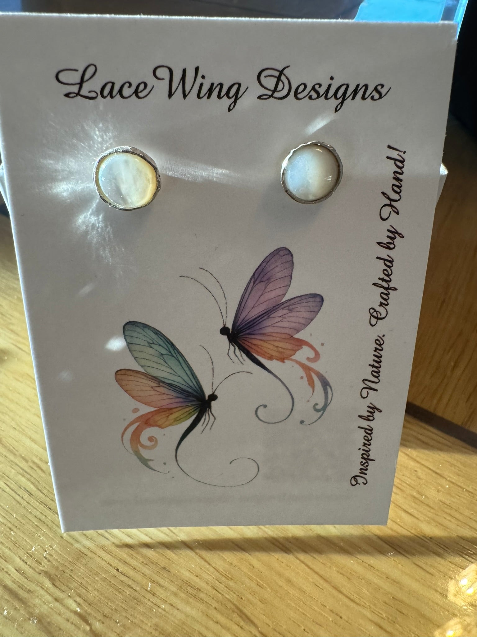 Handmade Sterling Silver Mother of Pearl Stud Earrings