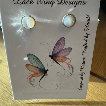 Handmade Sterling Silver Mother of Pearl Stud Earrings