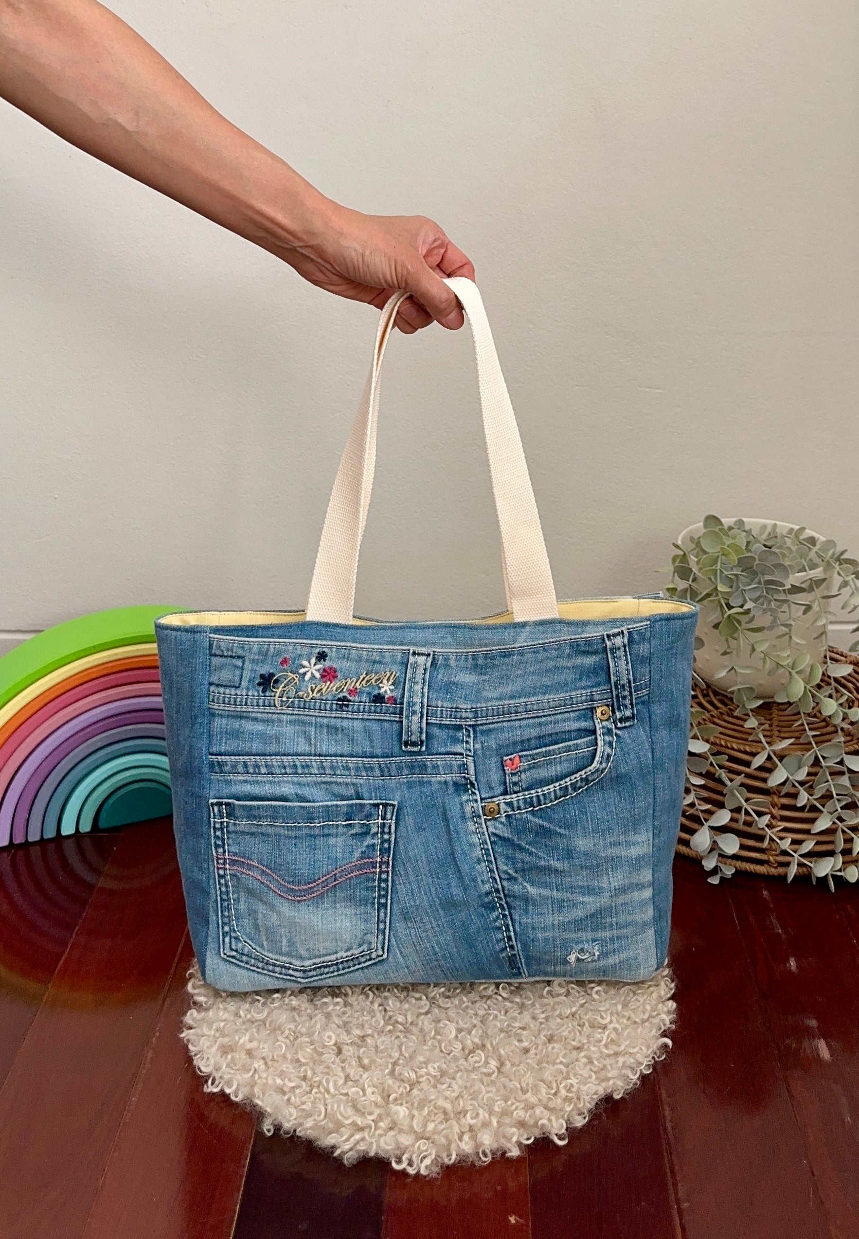 Upcycled Denim Tote with Pure Cotton Lining