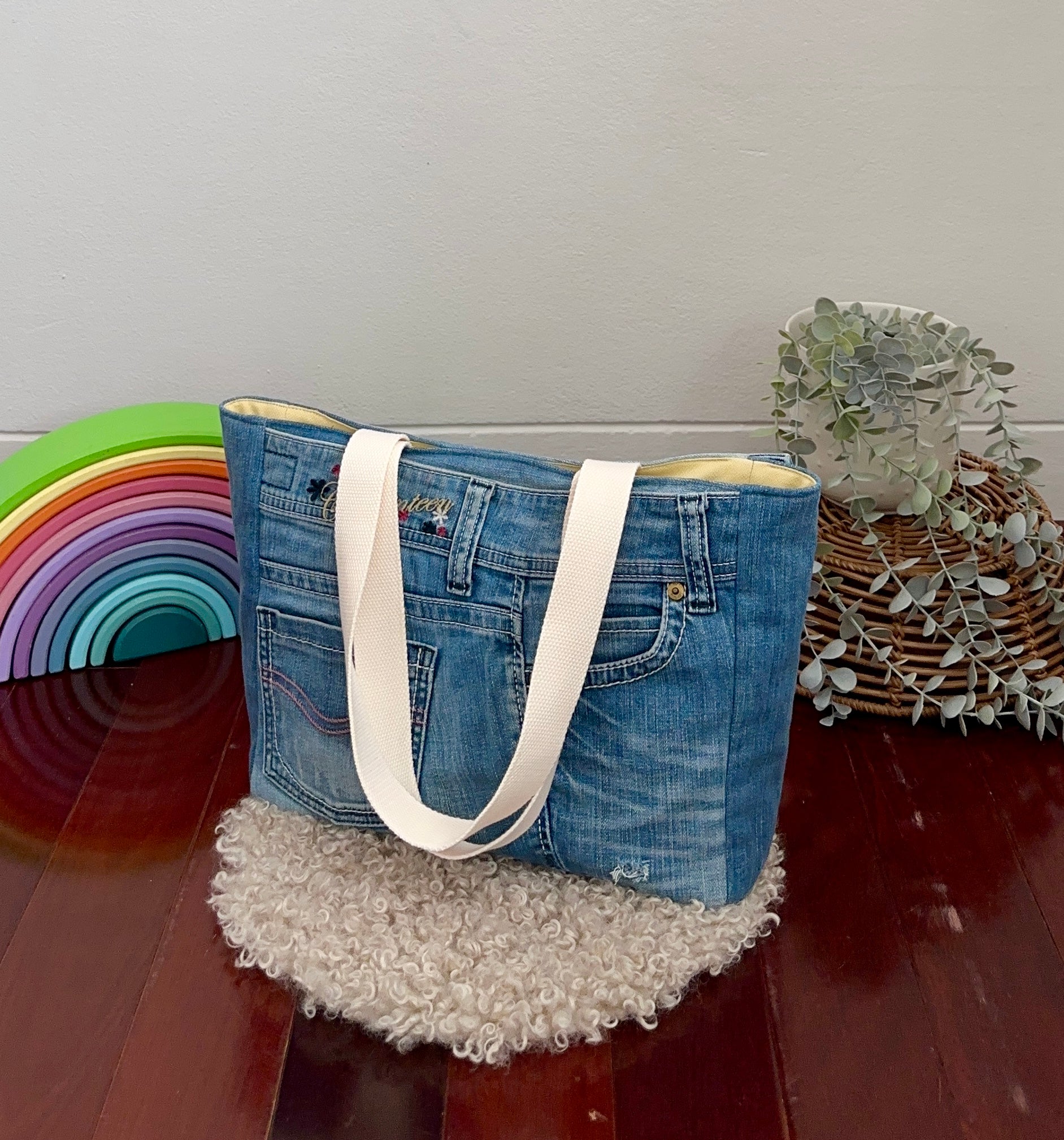 Upcycled Denim Tote with Pure Cotton Lining