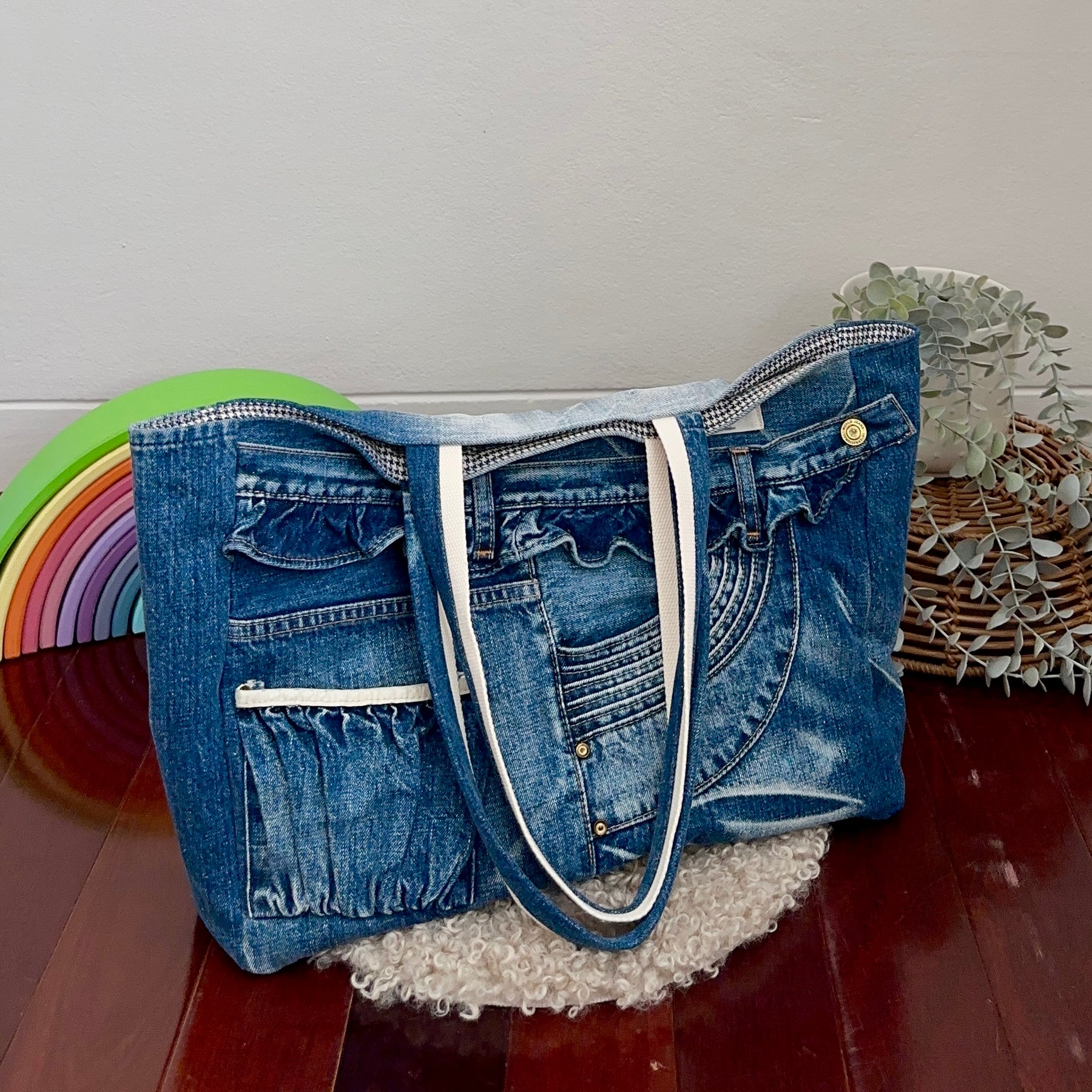 Special Offer –Upcycled Denim Frill Tote Bag