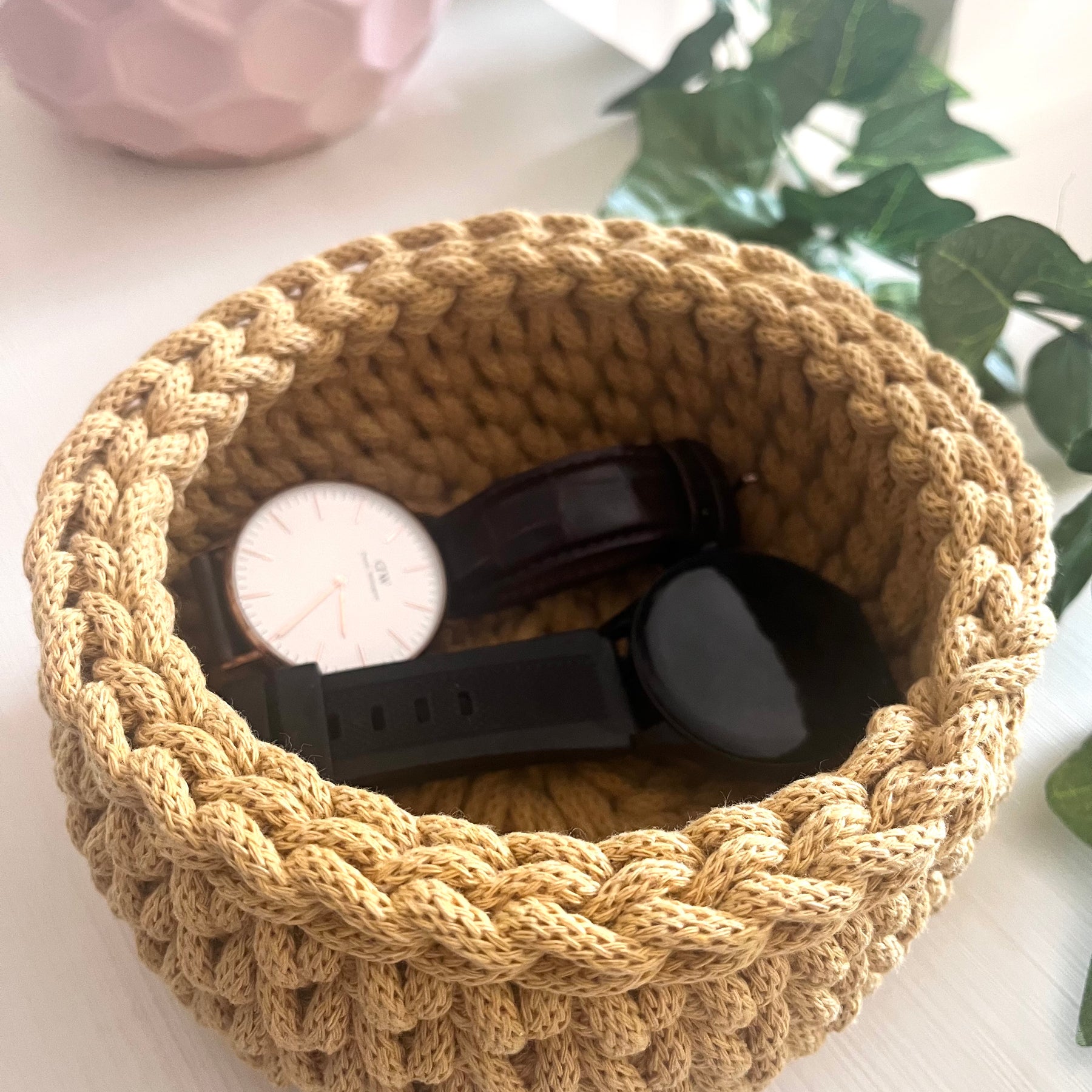 Crochet basket - small - honey