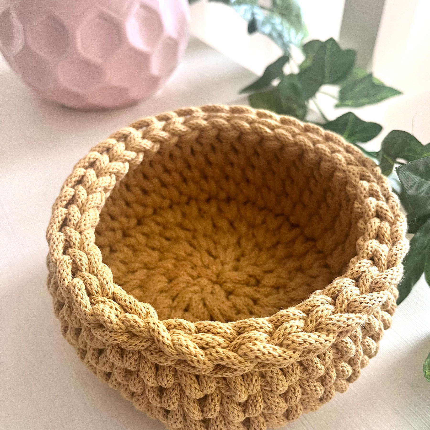 Crochet basket - small - honey