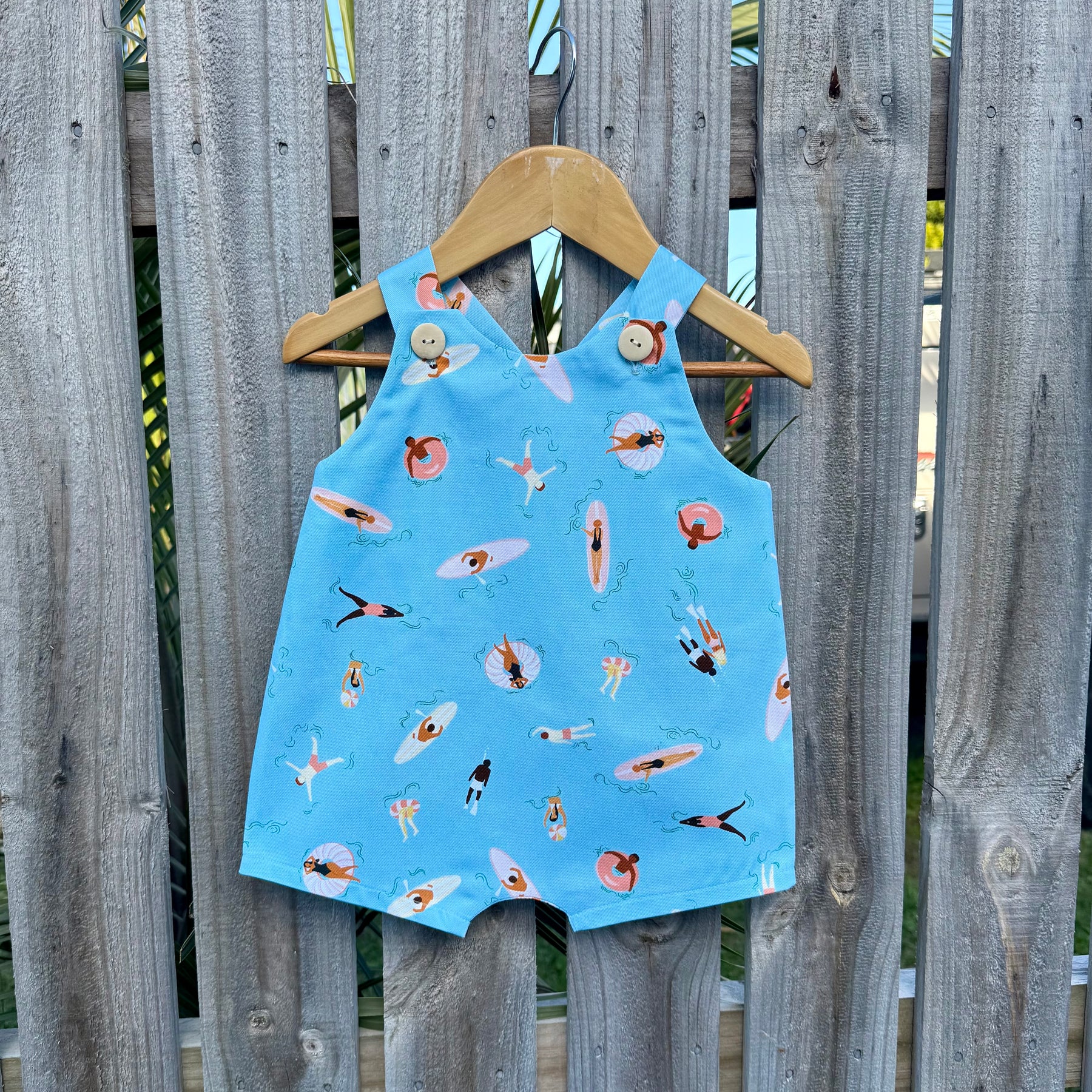 Baby boys overalls , beach fabric , size 0