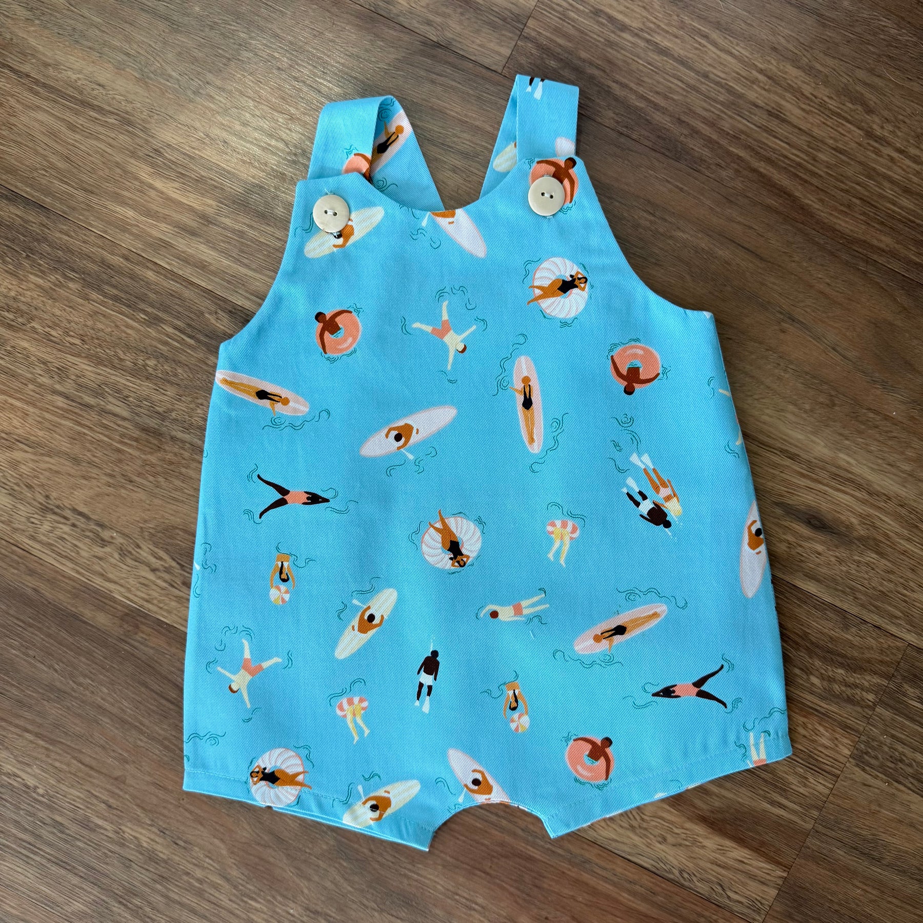 Baby boys overalls , beach fabric , size 0