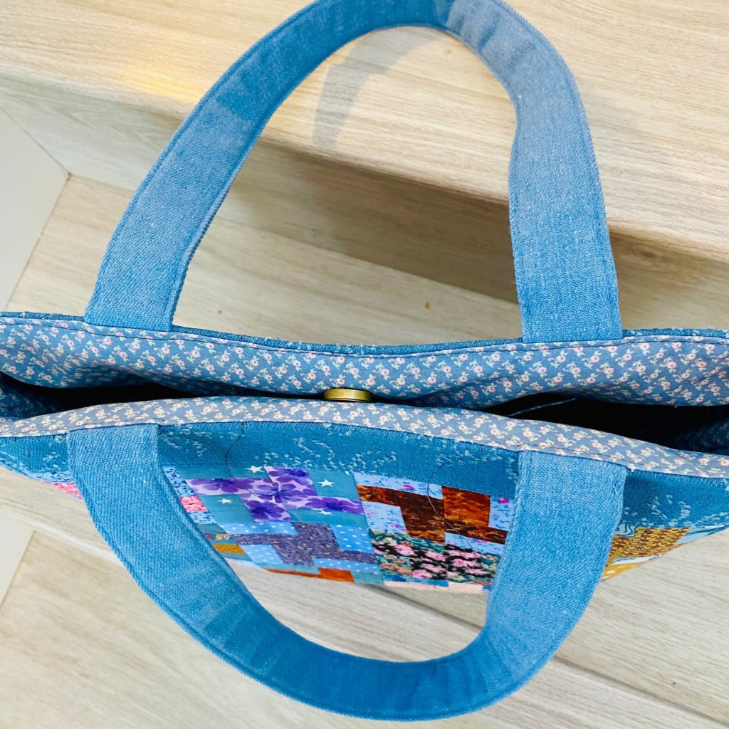 Whirlwind blues denim tote