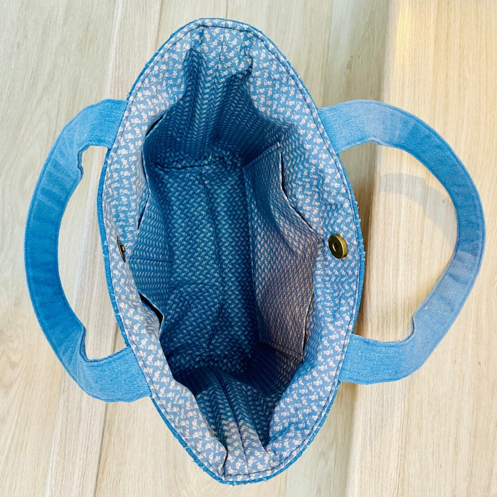 Whirlwind blues denim tote