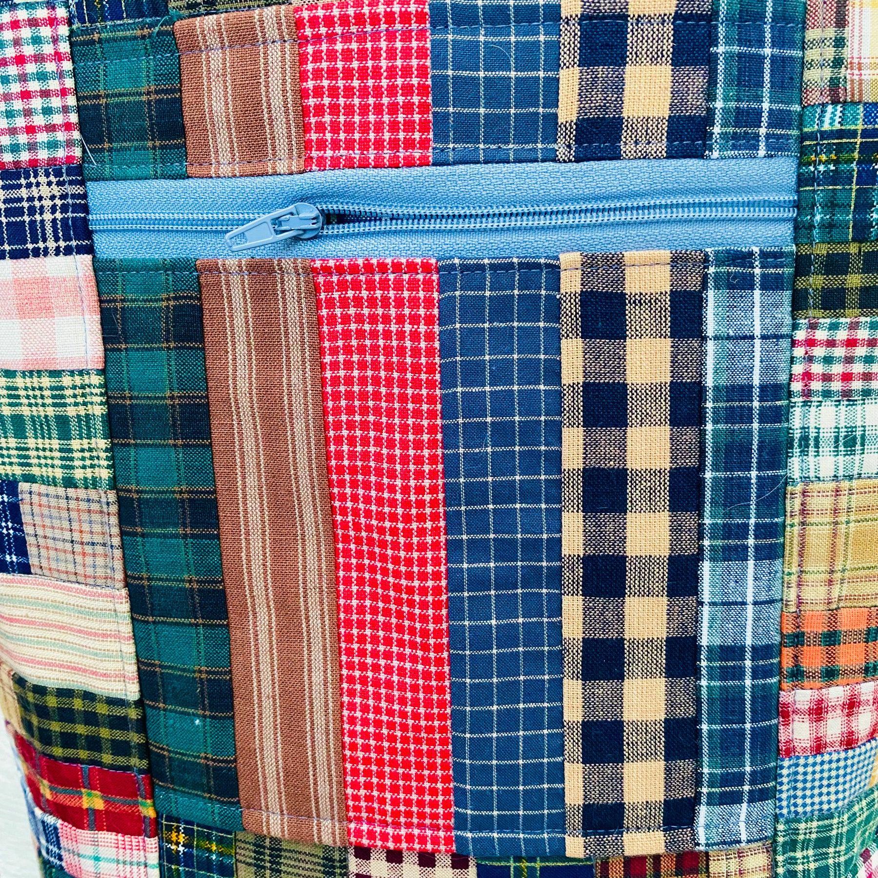 Plaid and checks harvest tote