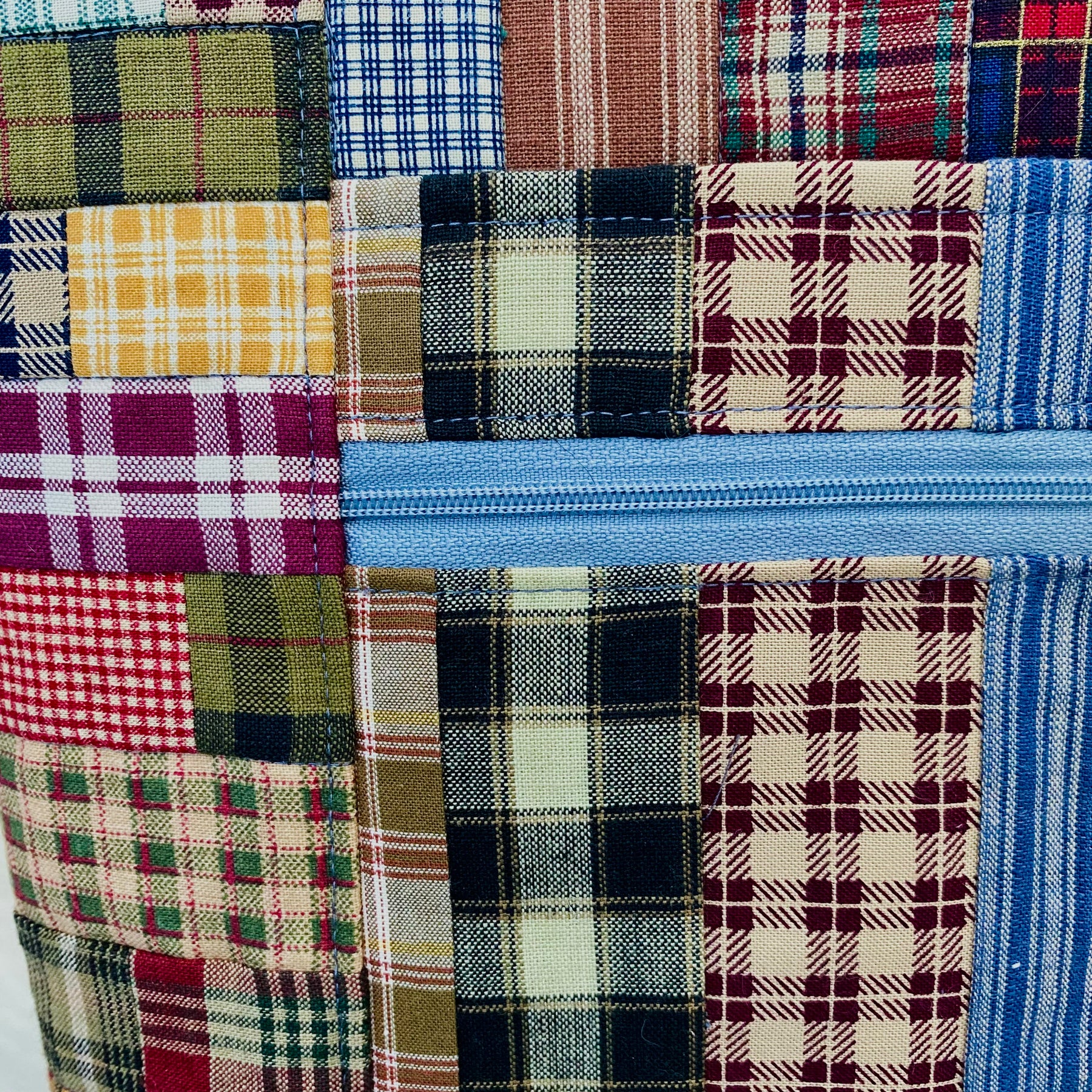 Plaid and checks harvest tote