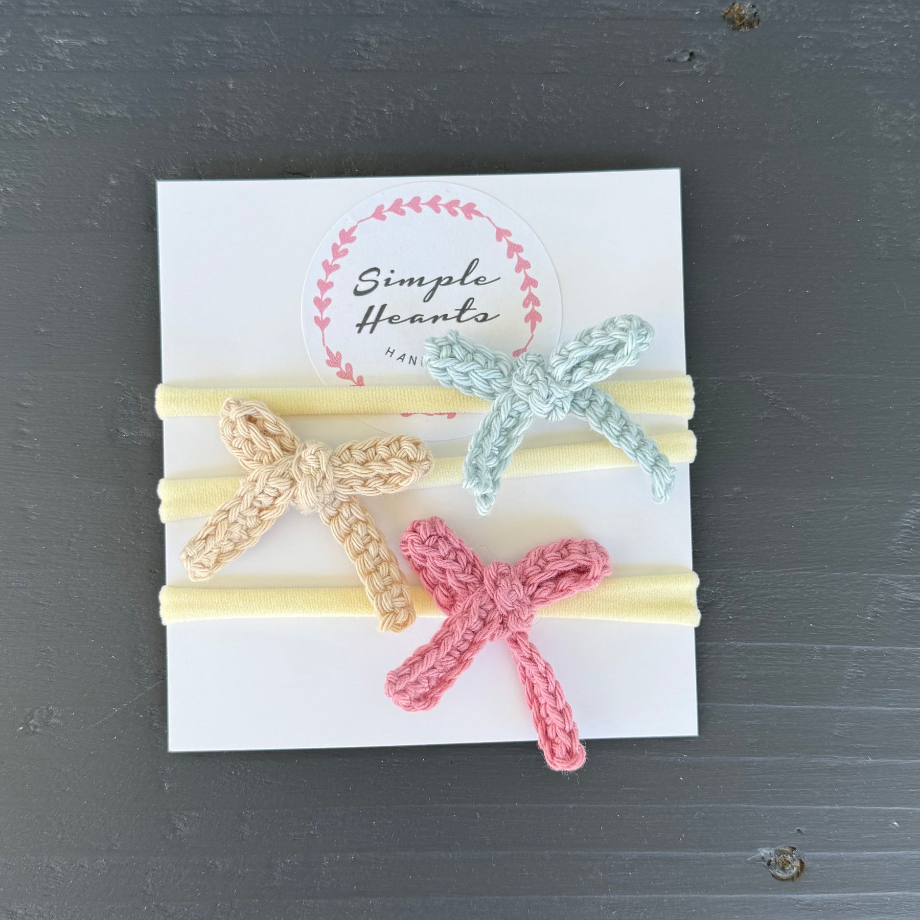 Crocheted bow headband set for baby