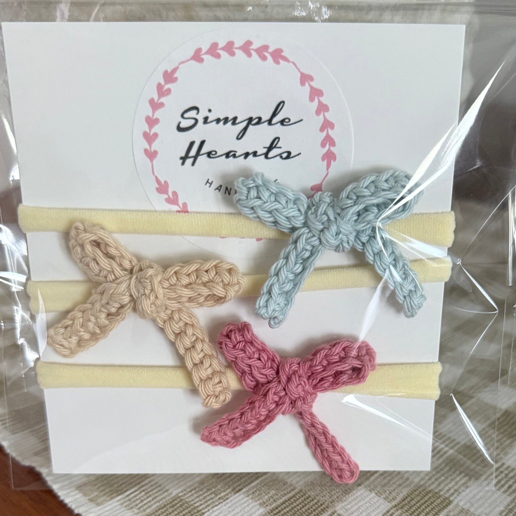 Crocheted bow headband set for baby