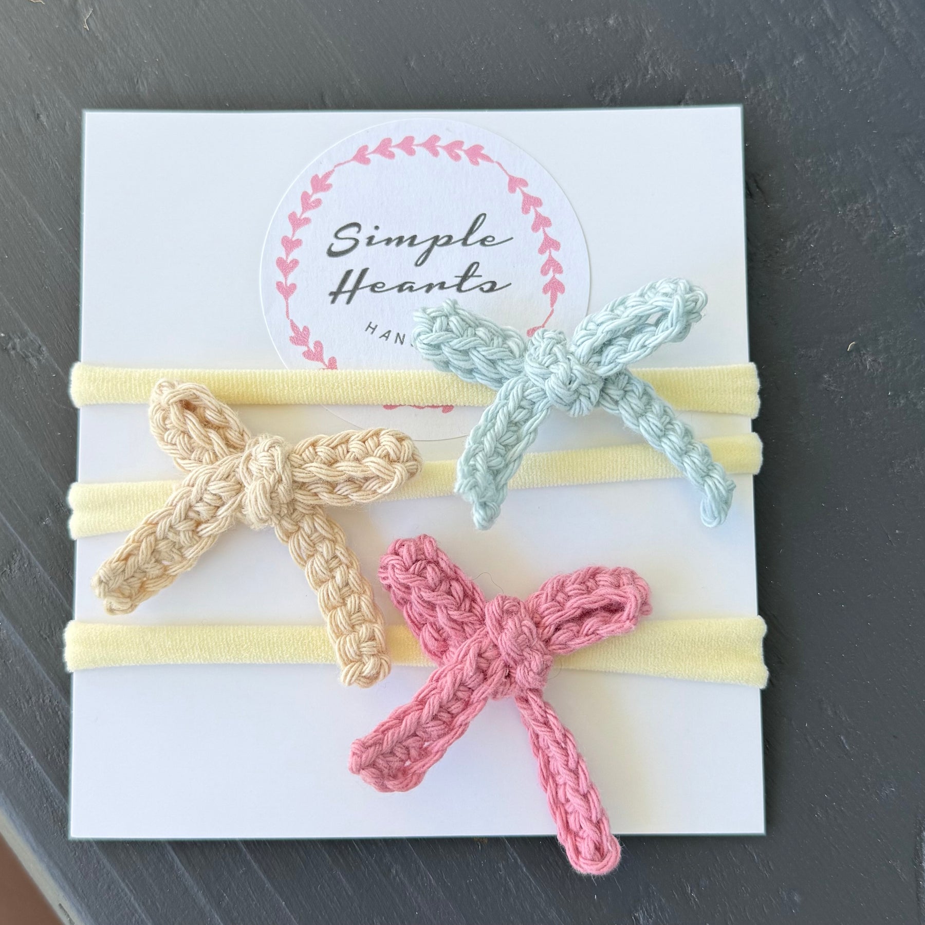 Crocheted bow headband set for baby