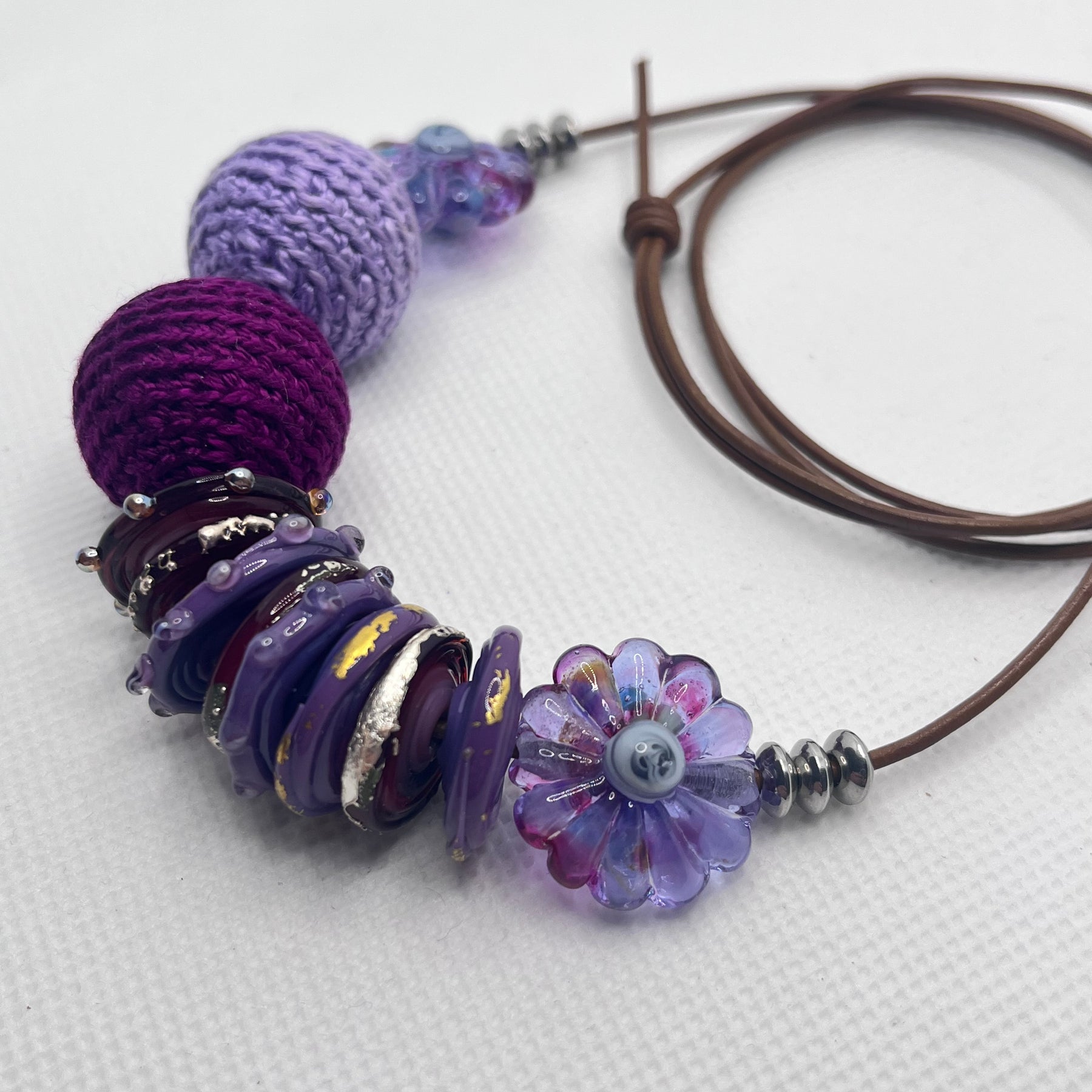 Handmade Adjustable Necklace - Purple Haze