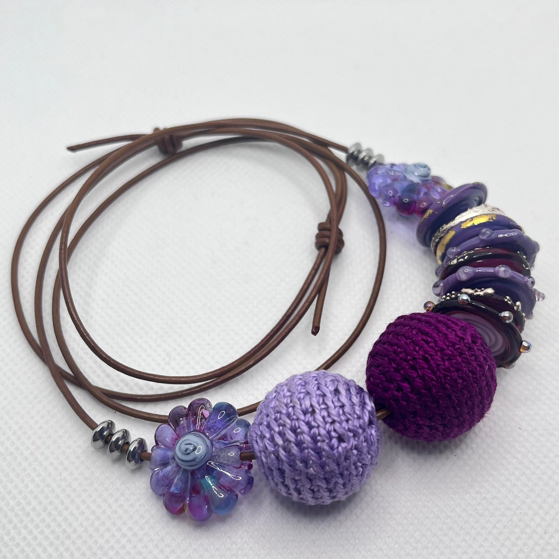 Handmade Adjustable Necklace - Purple Haze
