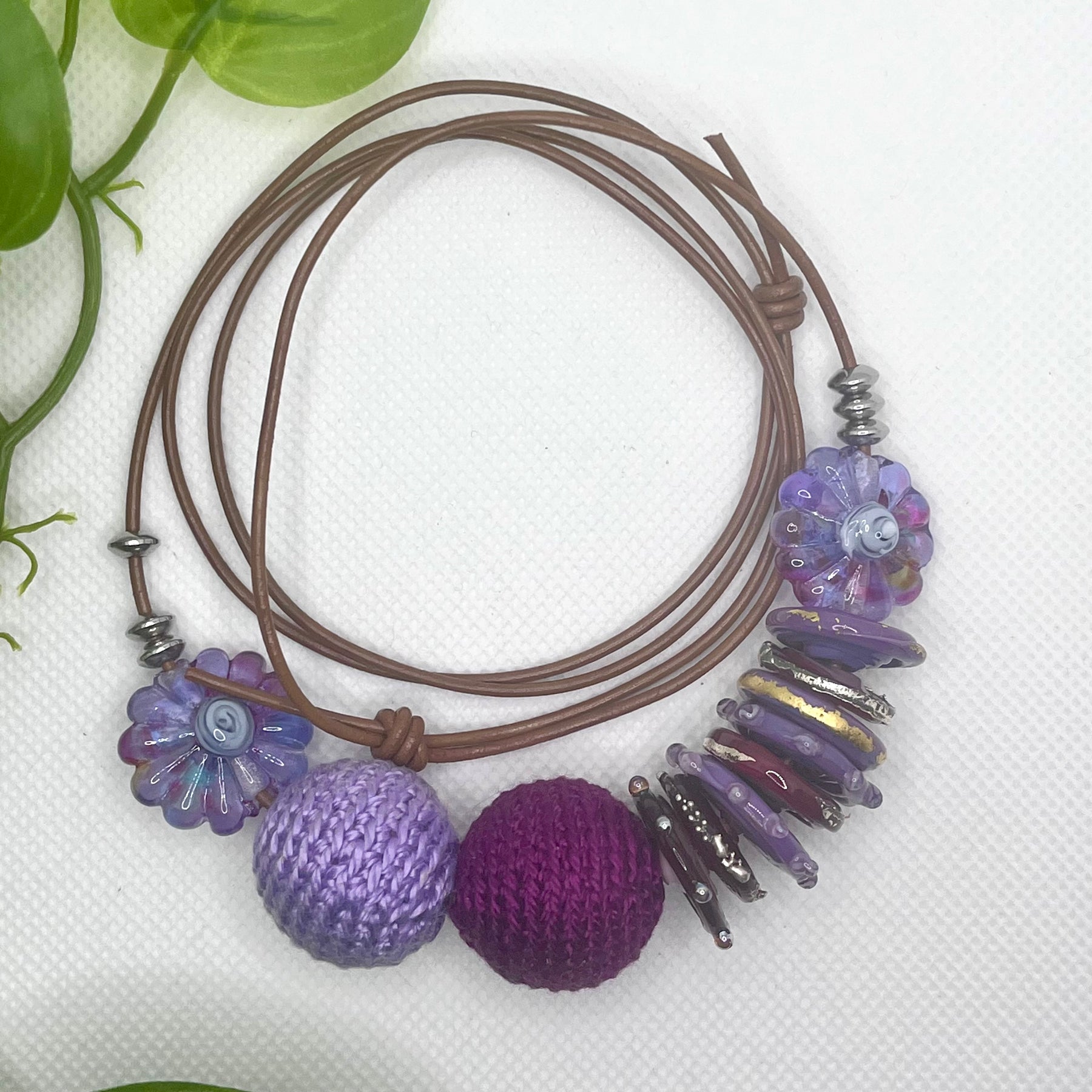 Handmade Adjustable Necklace - Purple Haze