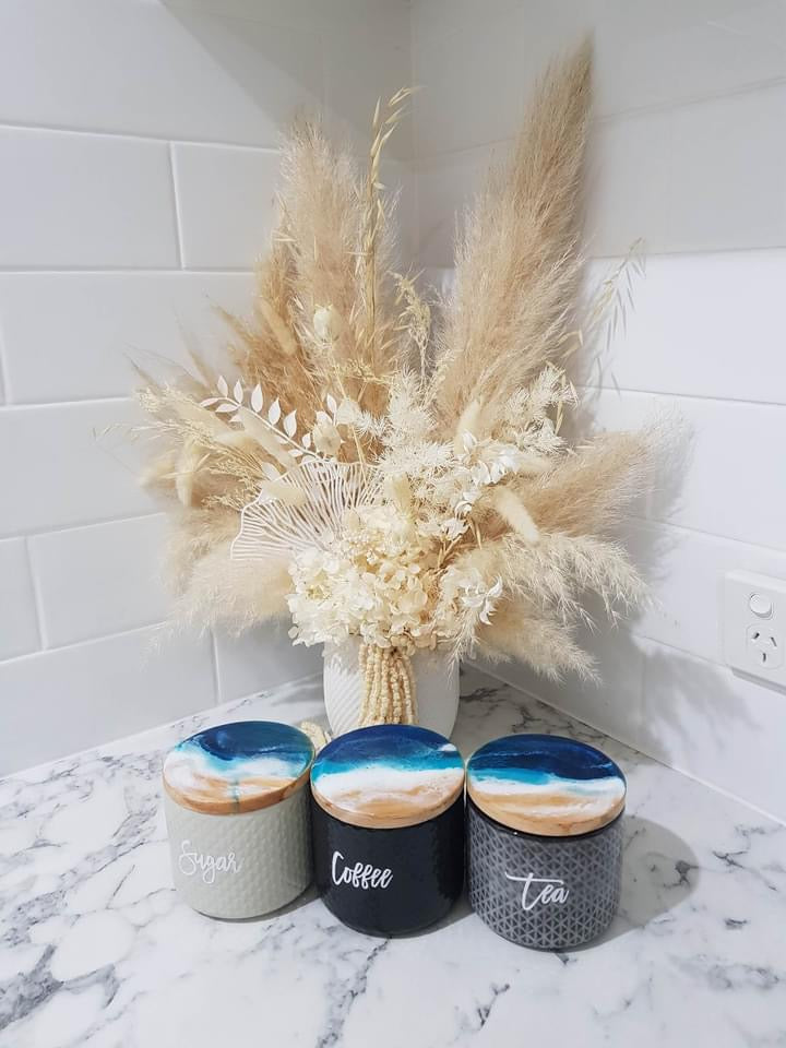 Canisters | Beachdecor | ceramic jars | kitchen decor | Set of canisters