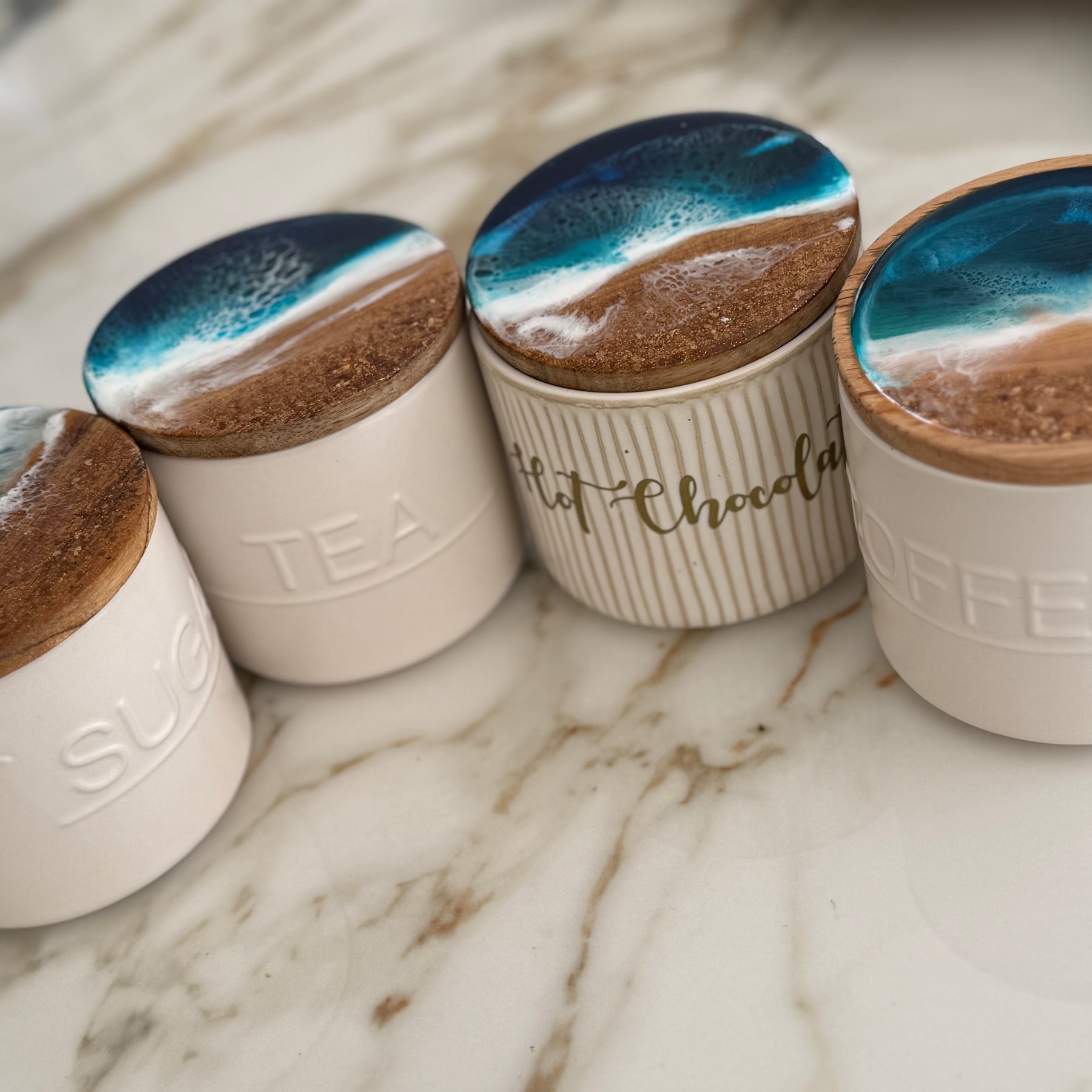 Canisters | Beachdecor | ceramic jars | kitchen decor | Set of canisters