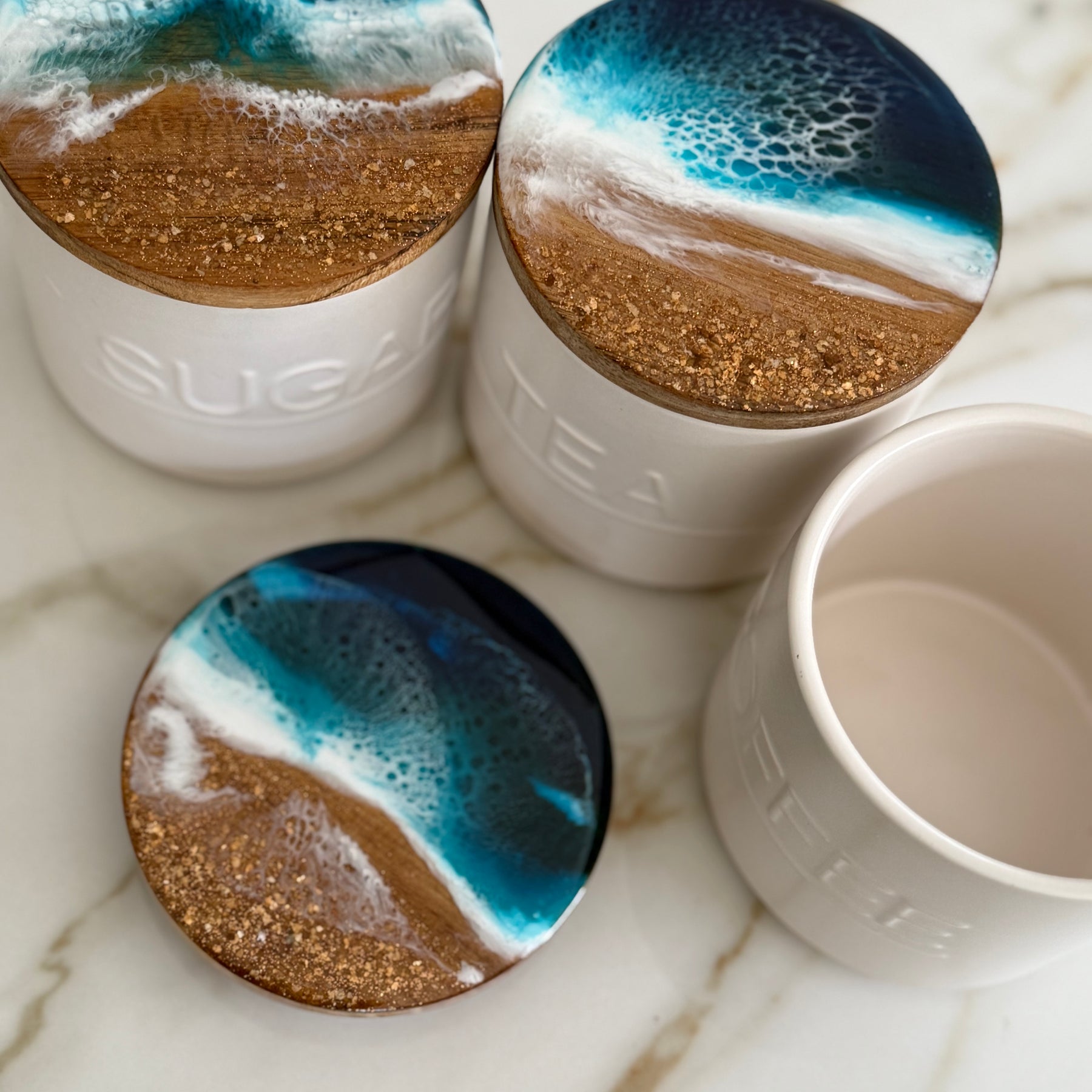 Canisters | Beachdecor | ceramic jars | kitchen decor | Set of canisters