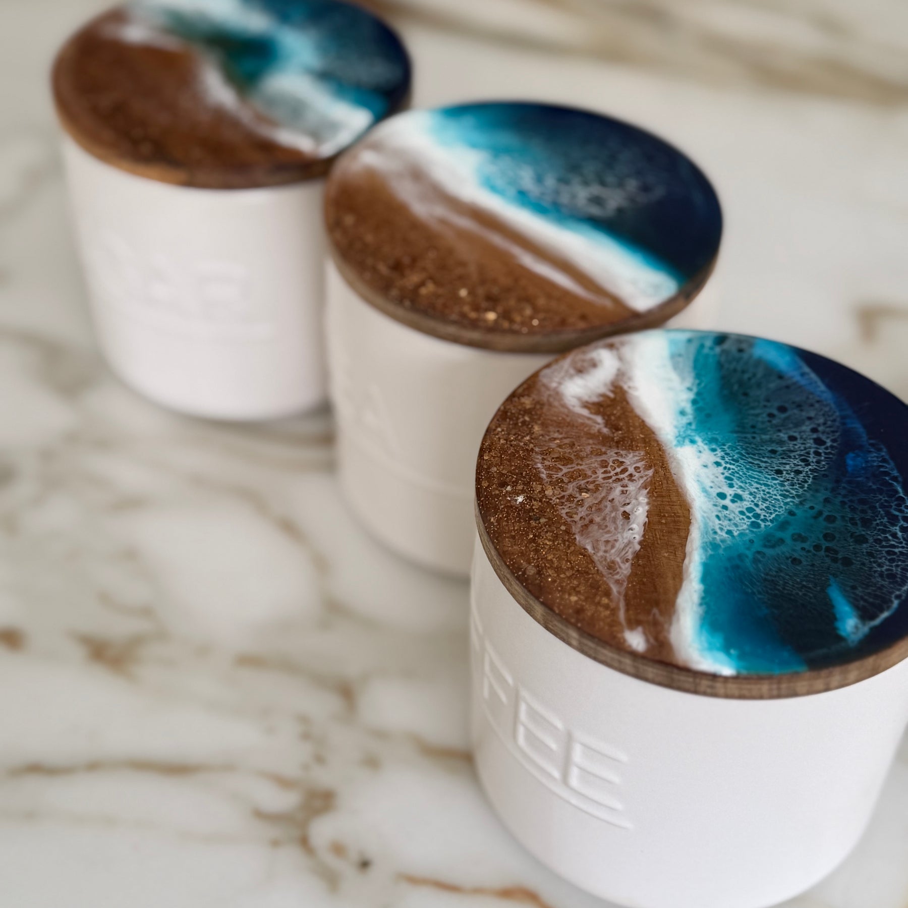 Canisters | Beachdecor | ceramic jars | kitchen decor | Set of canisters