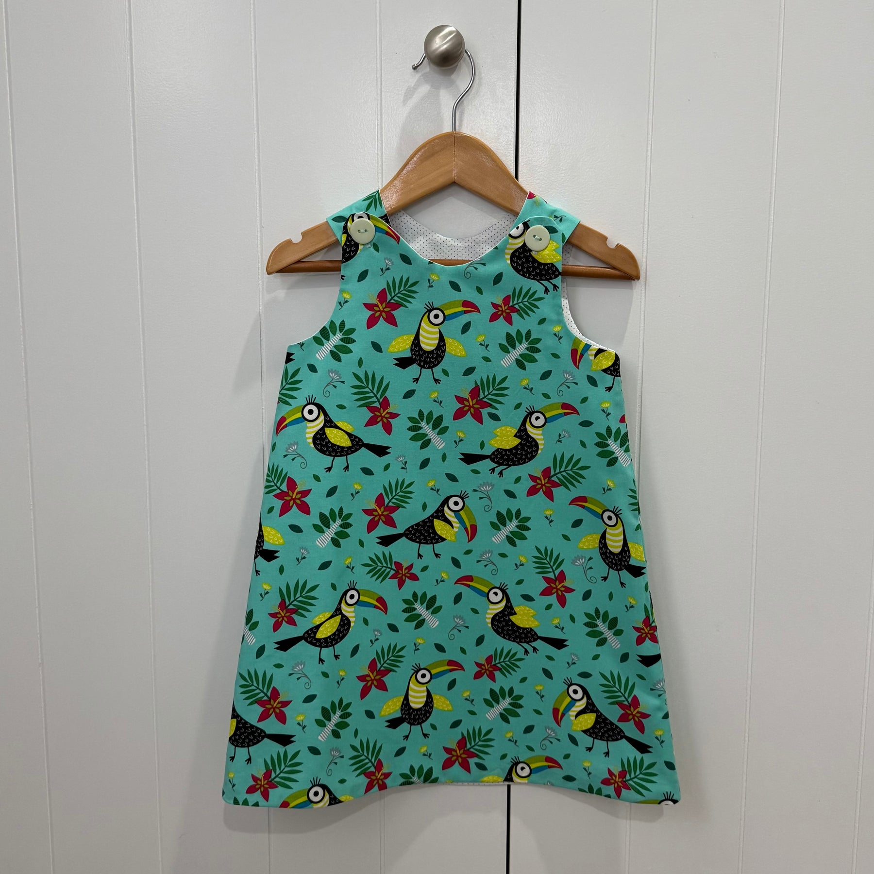 Girls Toucan Pinafore dress , size 3