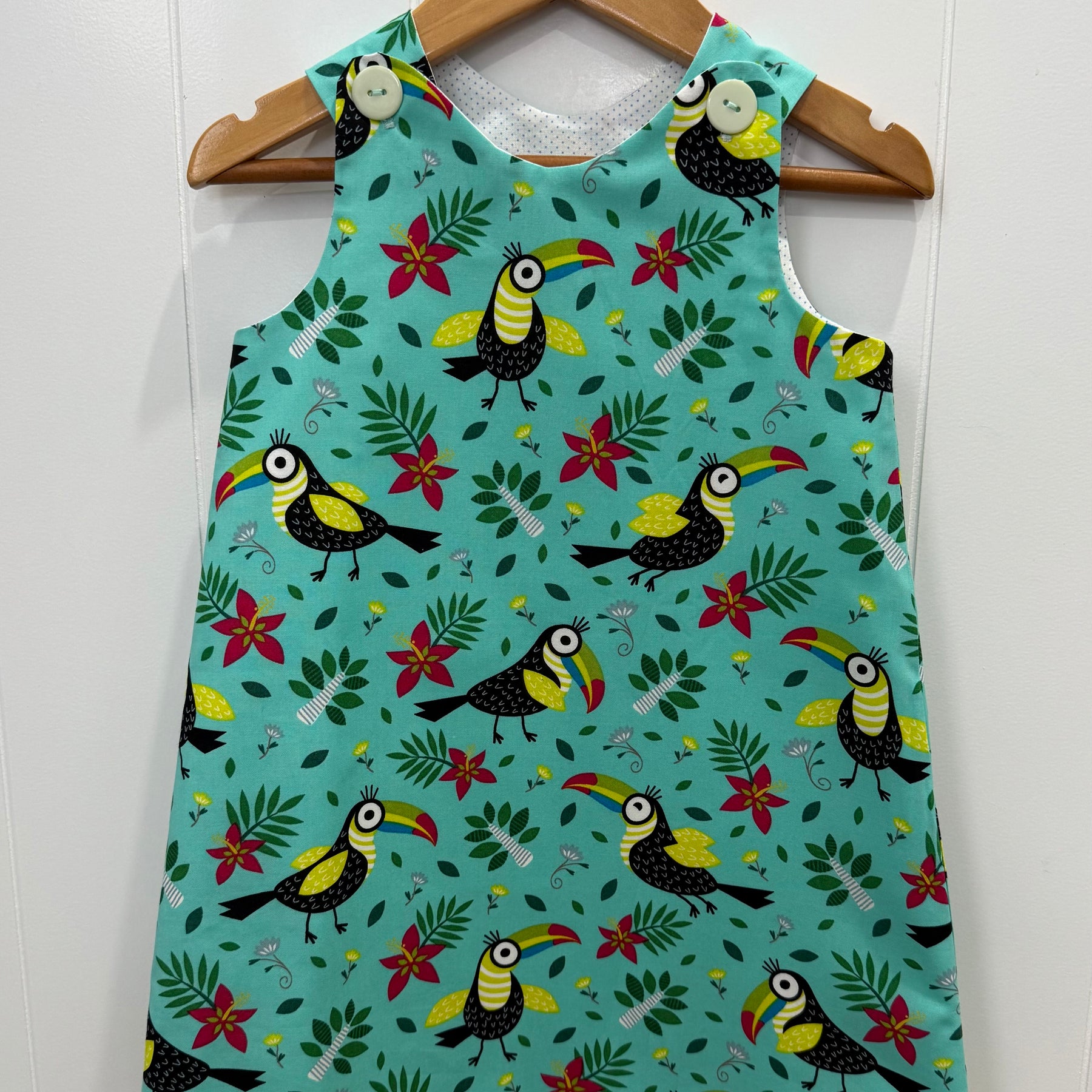 Girls Toucan Pinafore dress , size 3