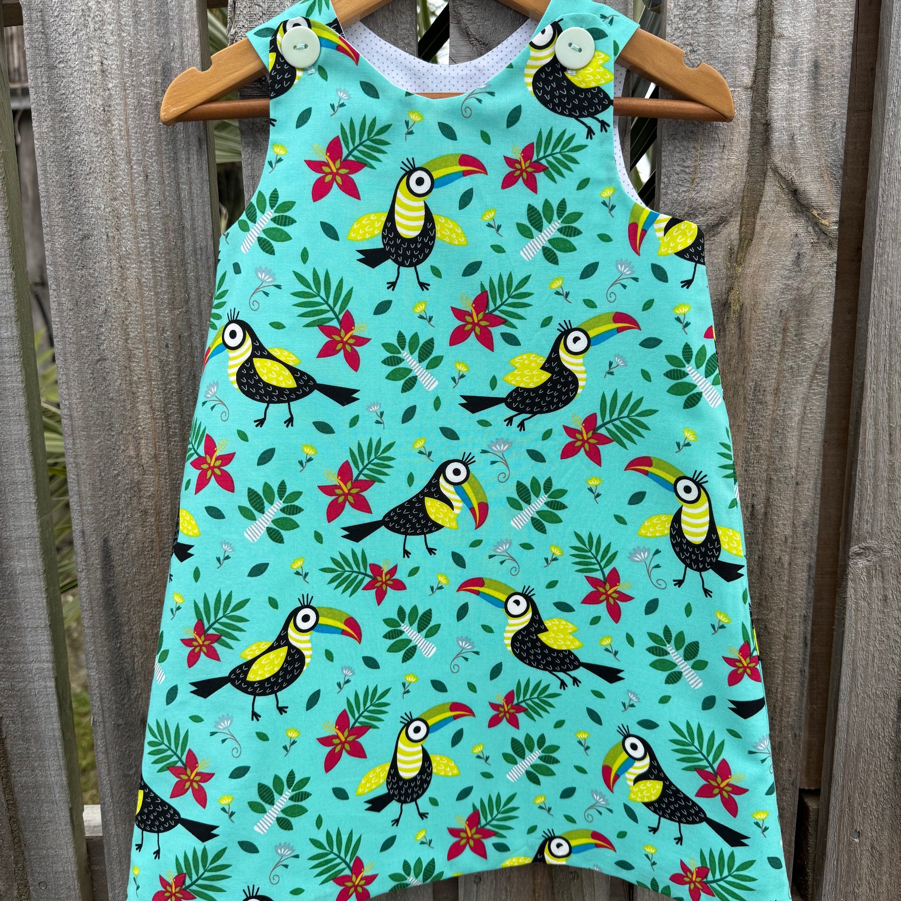 Girls Toucan Pinafore dress , size 3