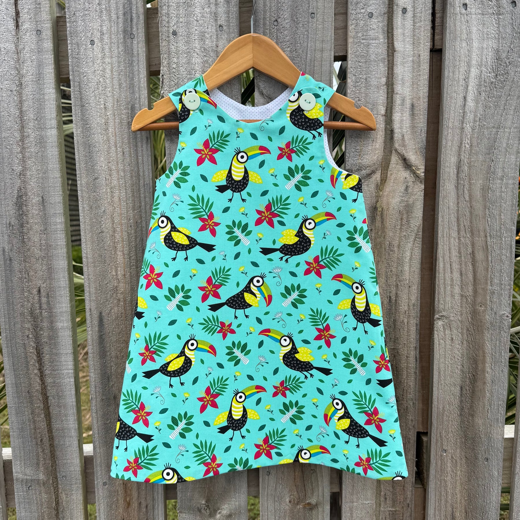 Girls Toucan Pinafore dress , size 3