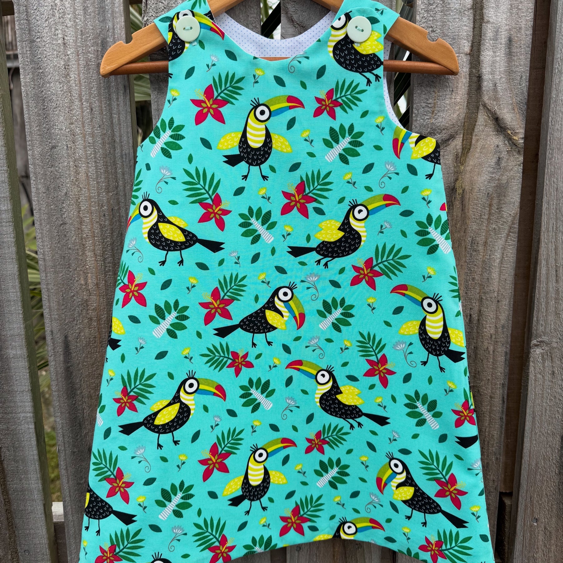 Girls Toucan Pinafore dress , size 3