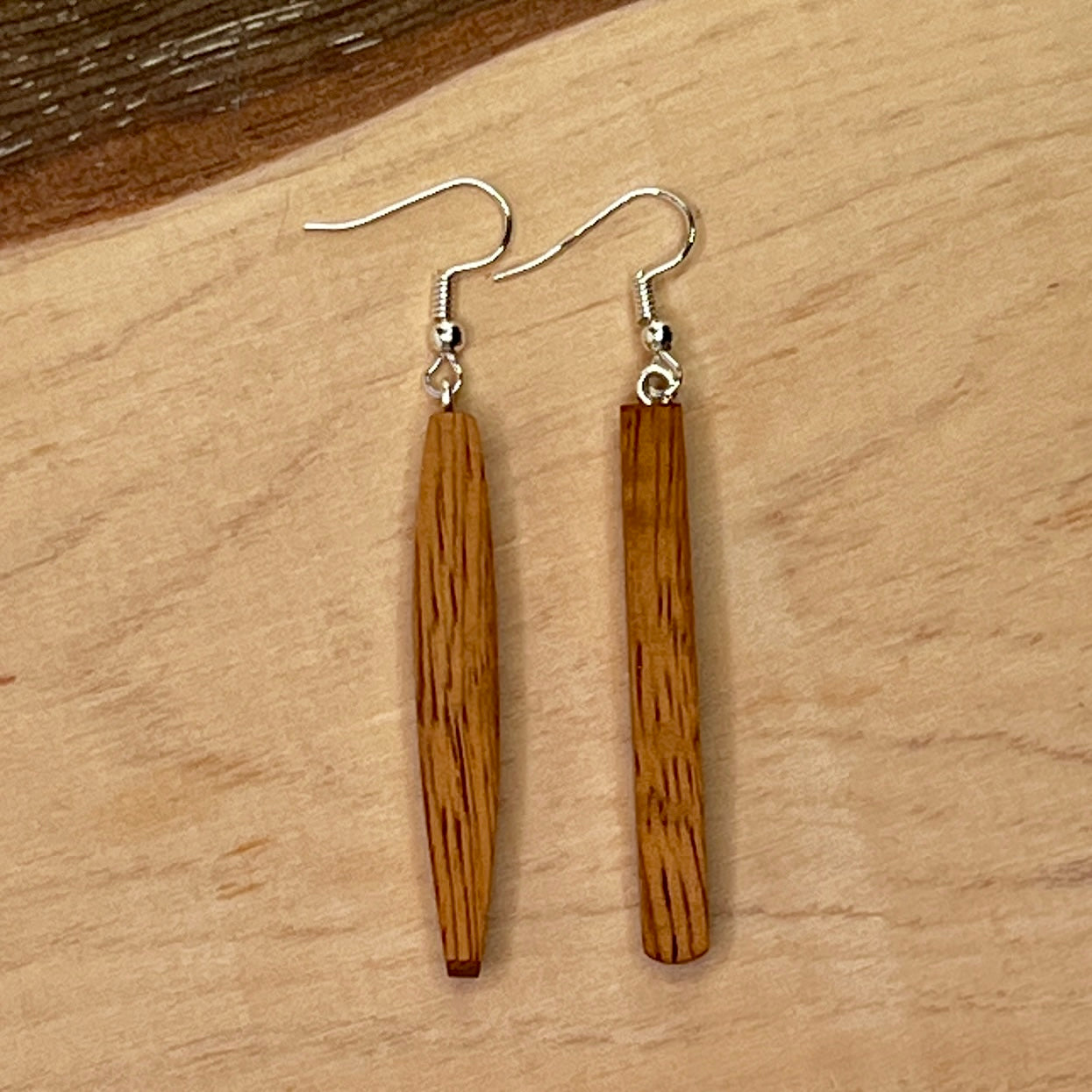 Unique Queensland Maple Earrings Handmade from Recycled Timber