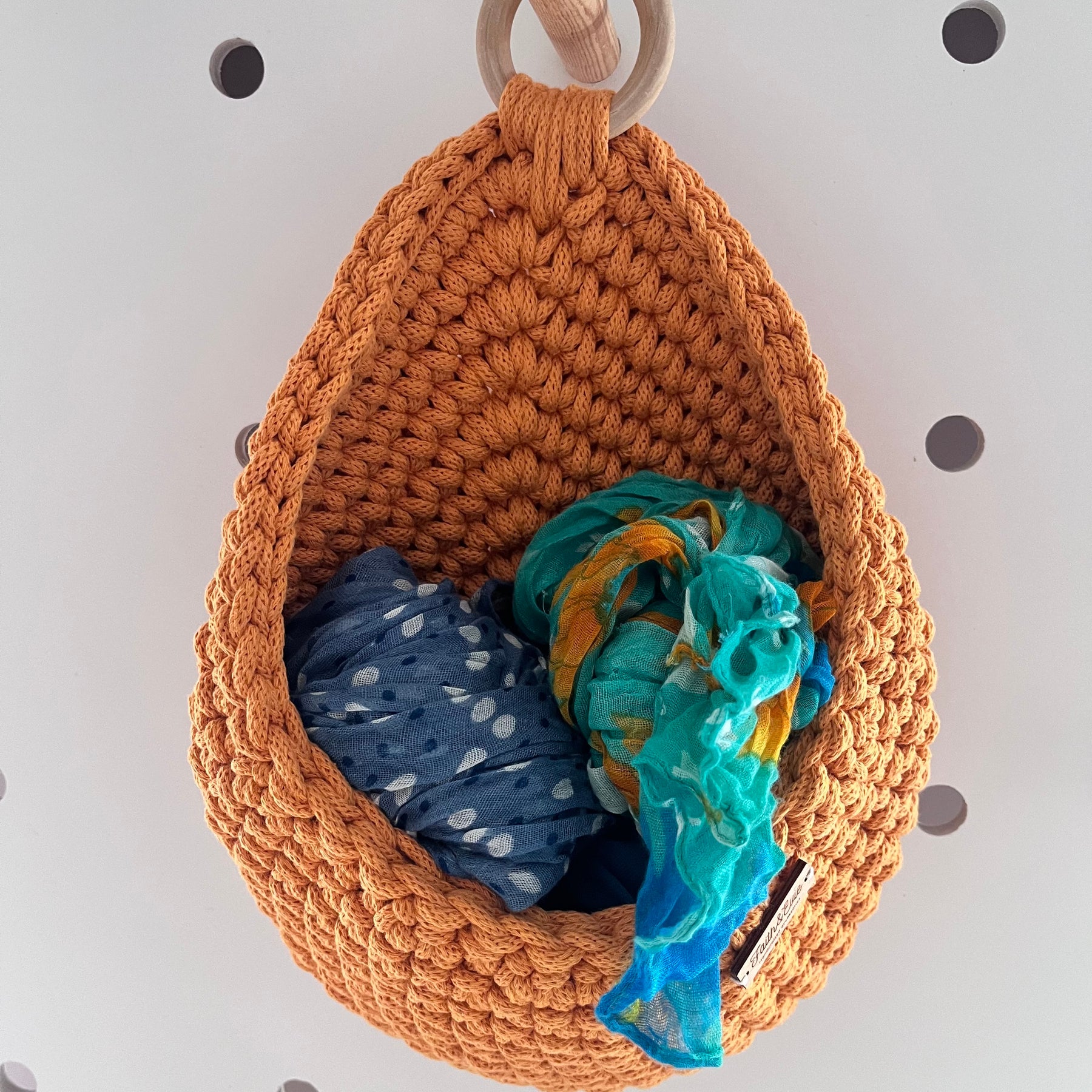 Handmade Hanging Basket - colour orange