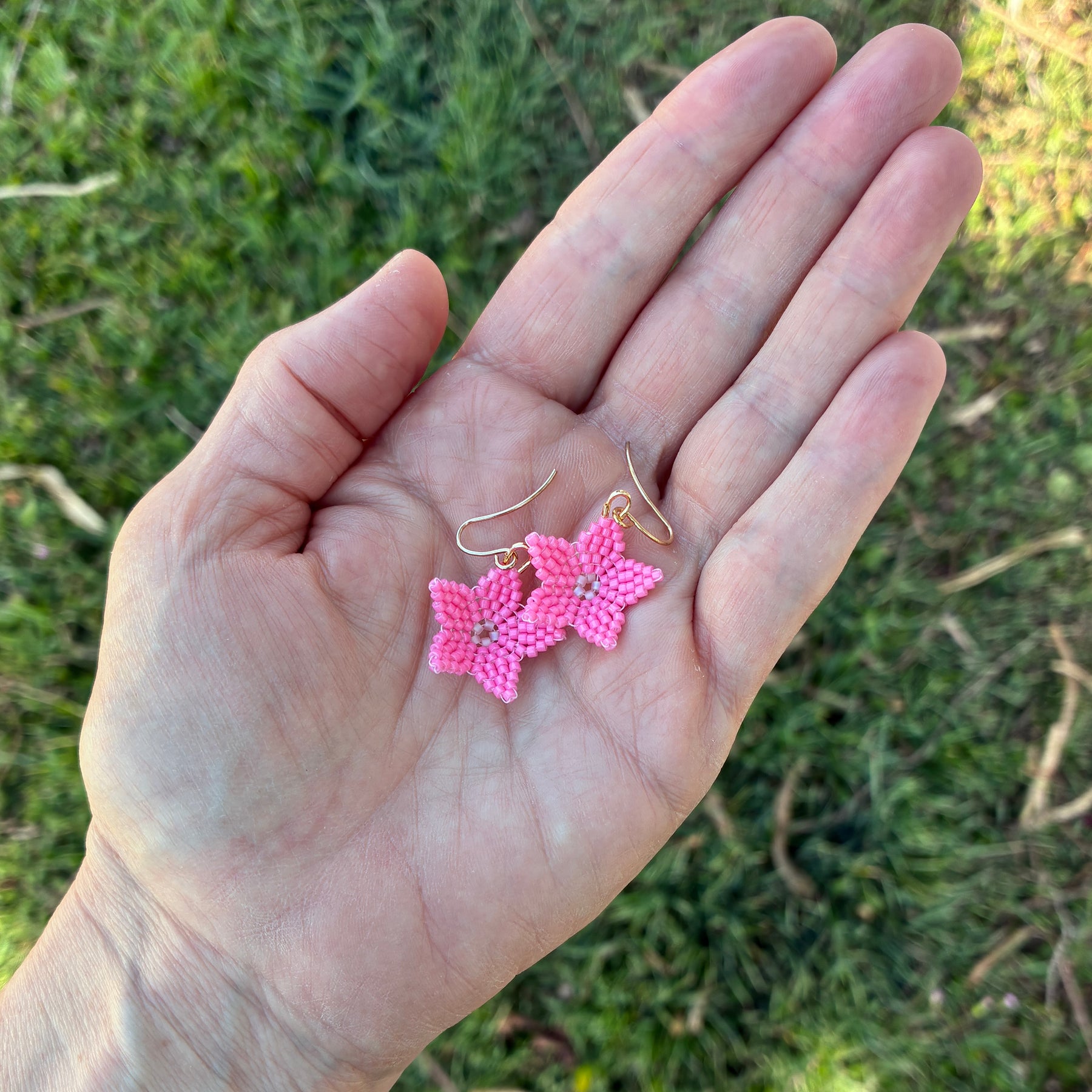 Seed Bead earrings - Pink Blossom