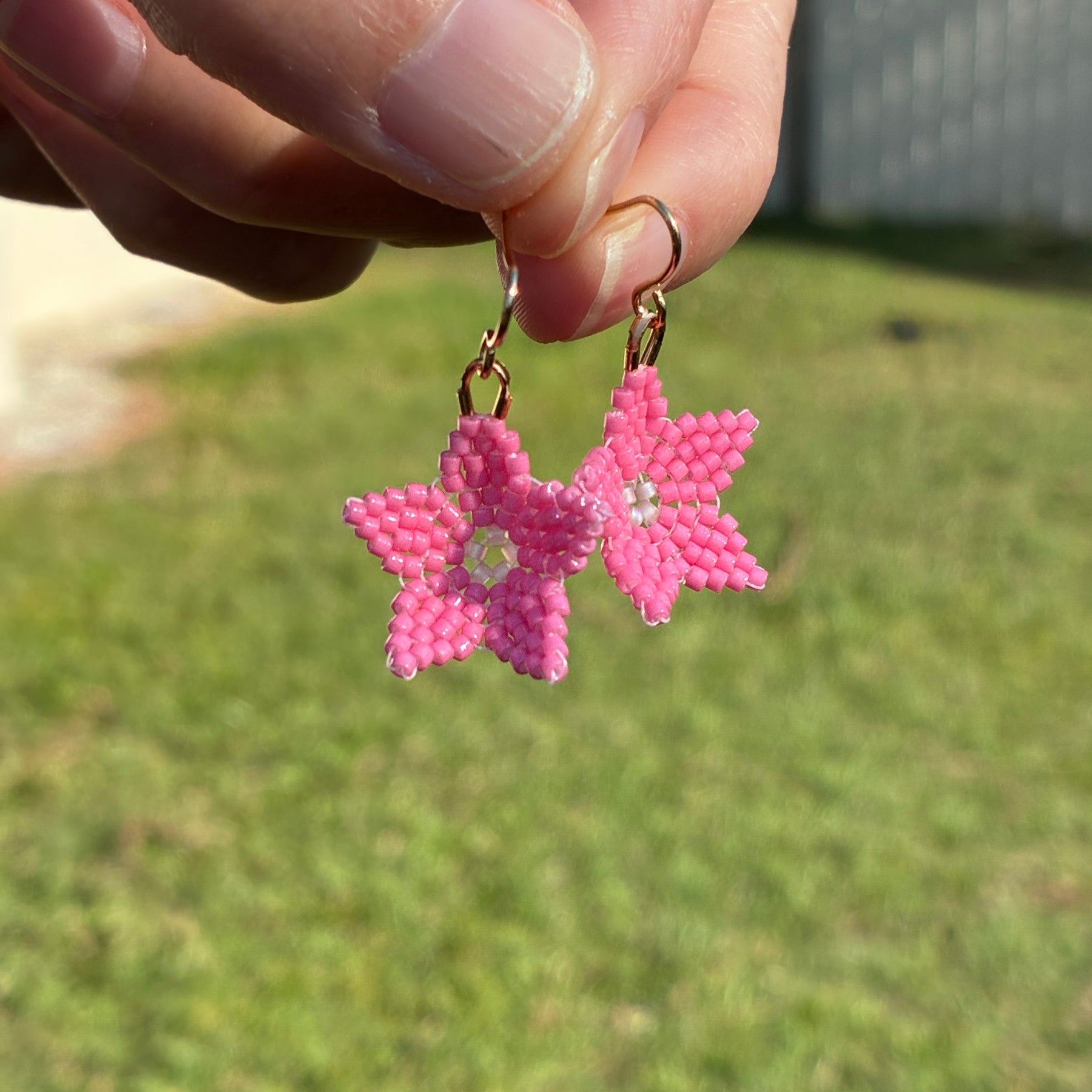 Seed Bead earrings - Pink Blossom