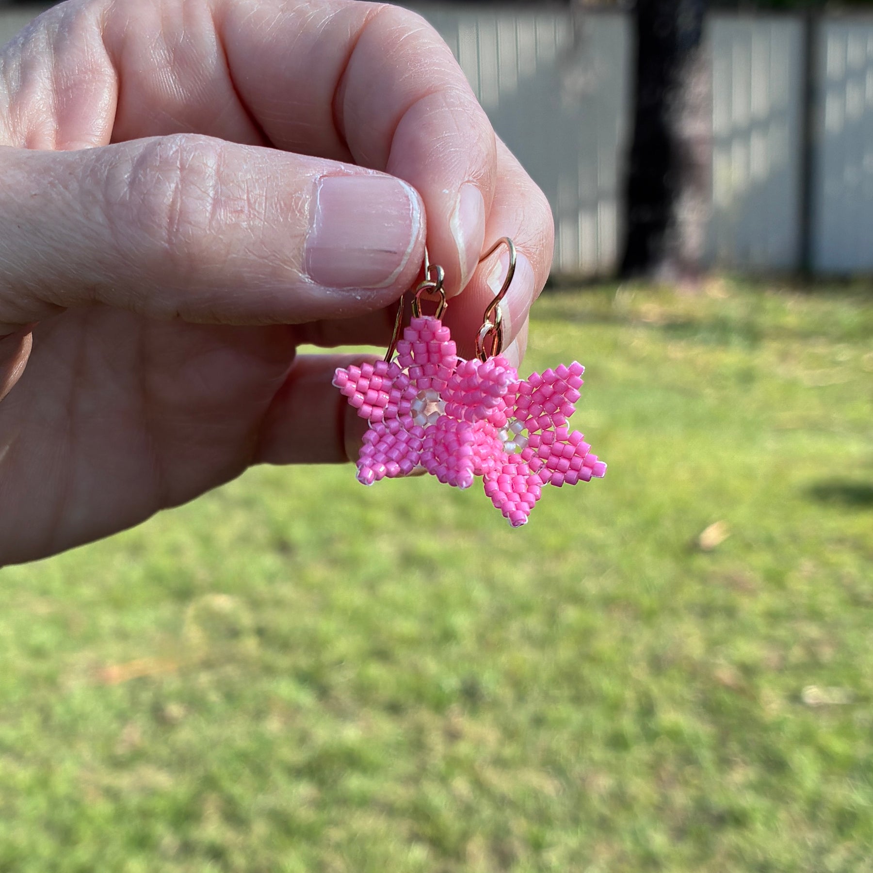 Seed Bead earrings - Pink Blossom