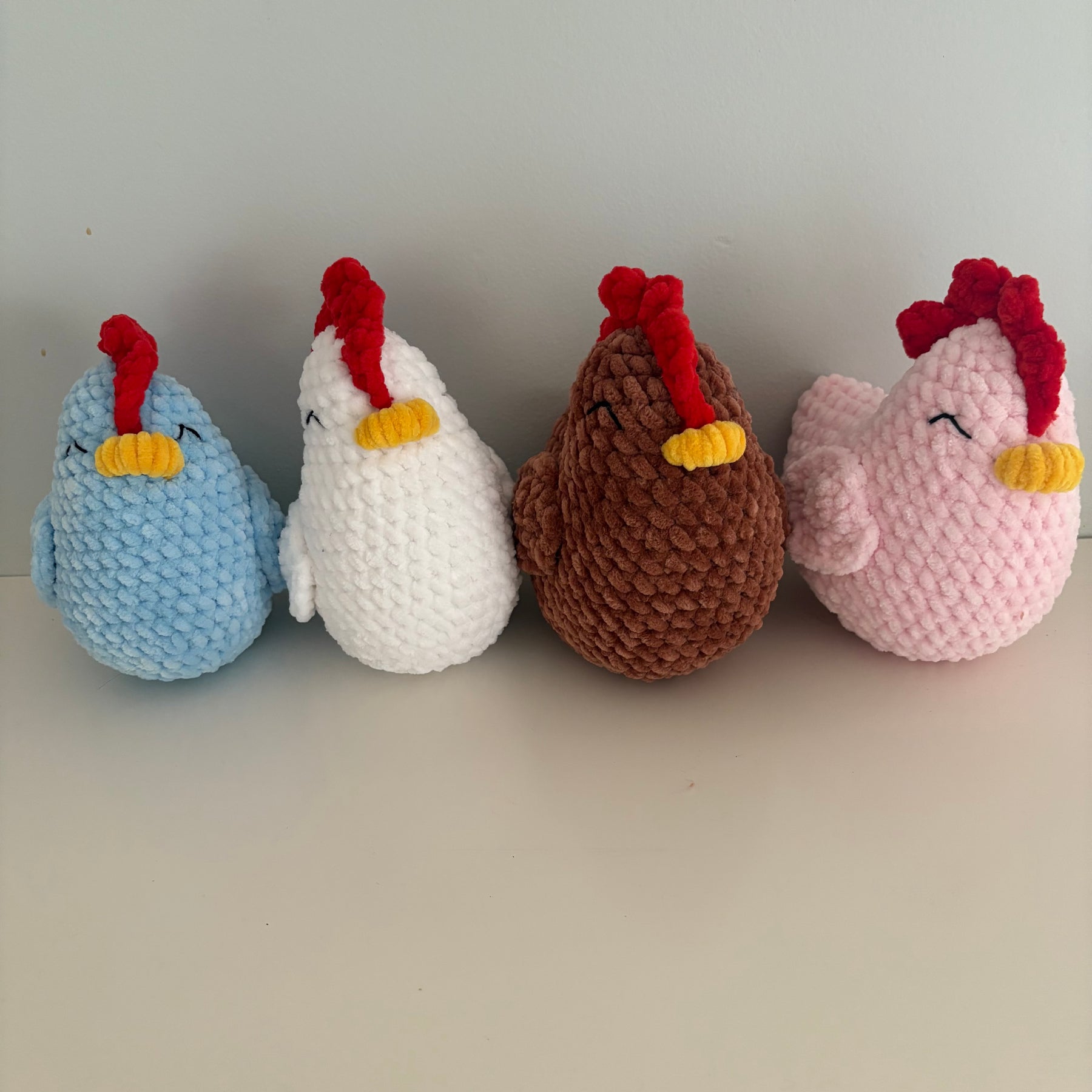 Fluffy chickens, soft chenille, 17cms, ready to ship
