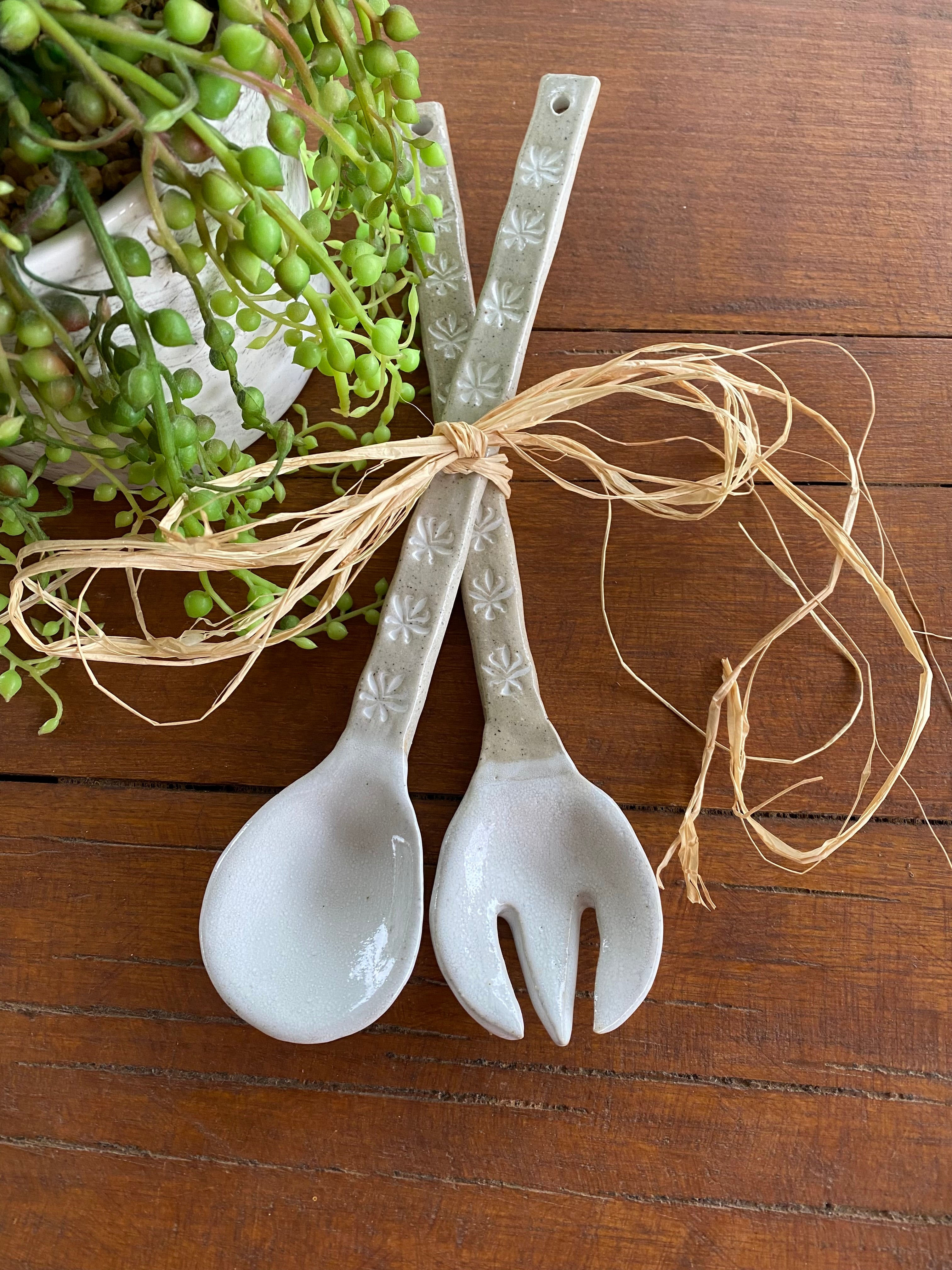 Ceramic Salad Servers / Handmade Pottery