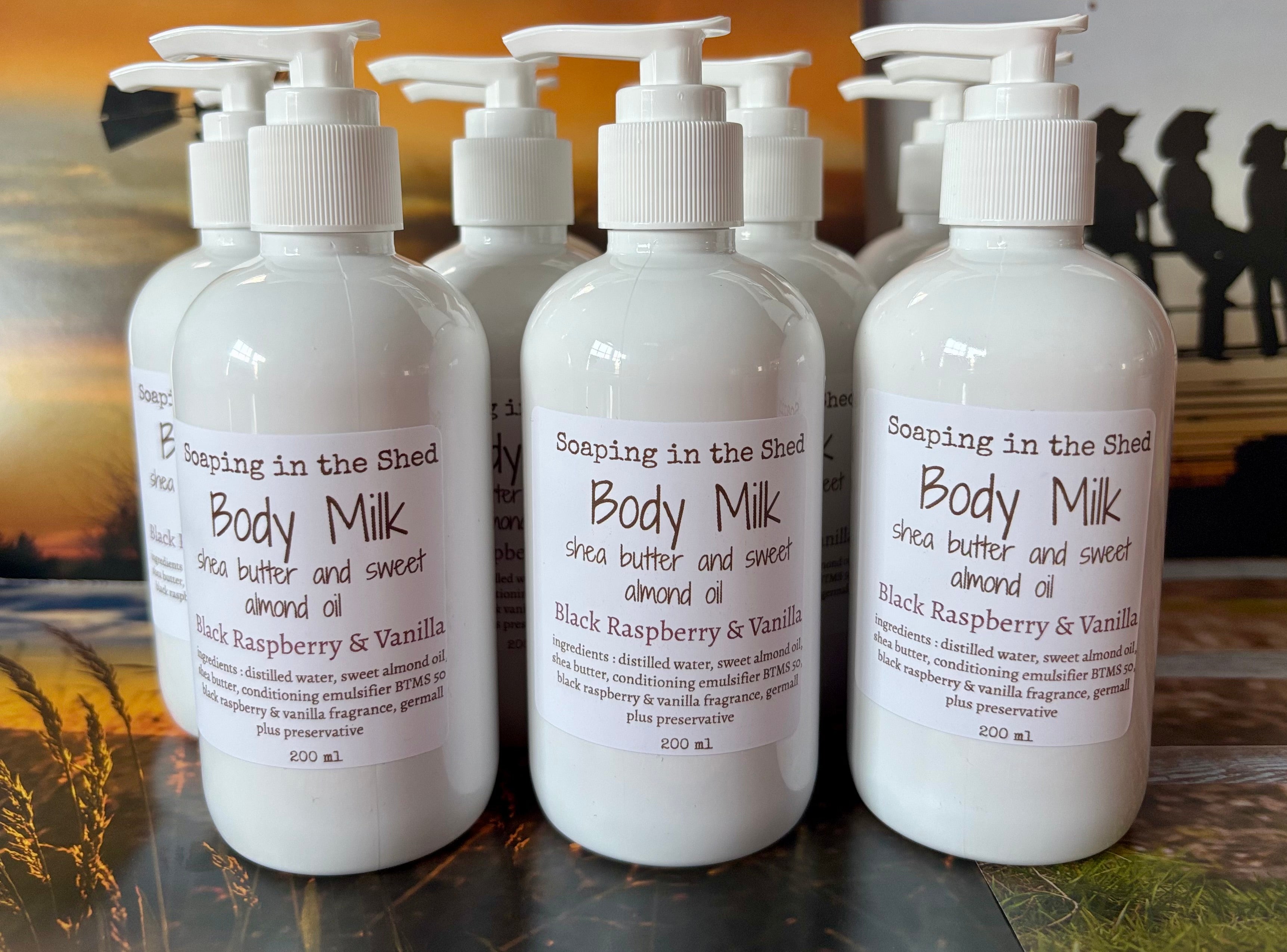 Body Milk with Black Raspberry and Vanilla Fragrance.