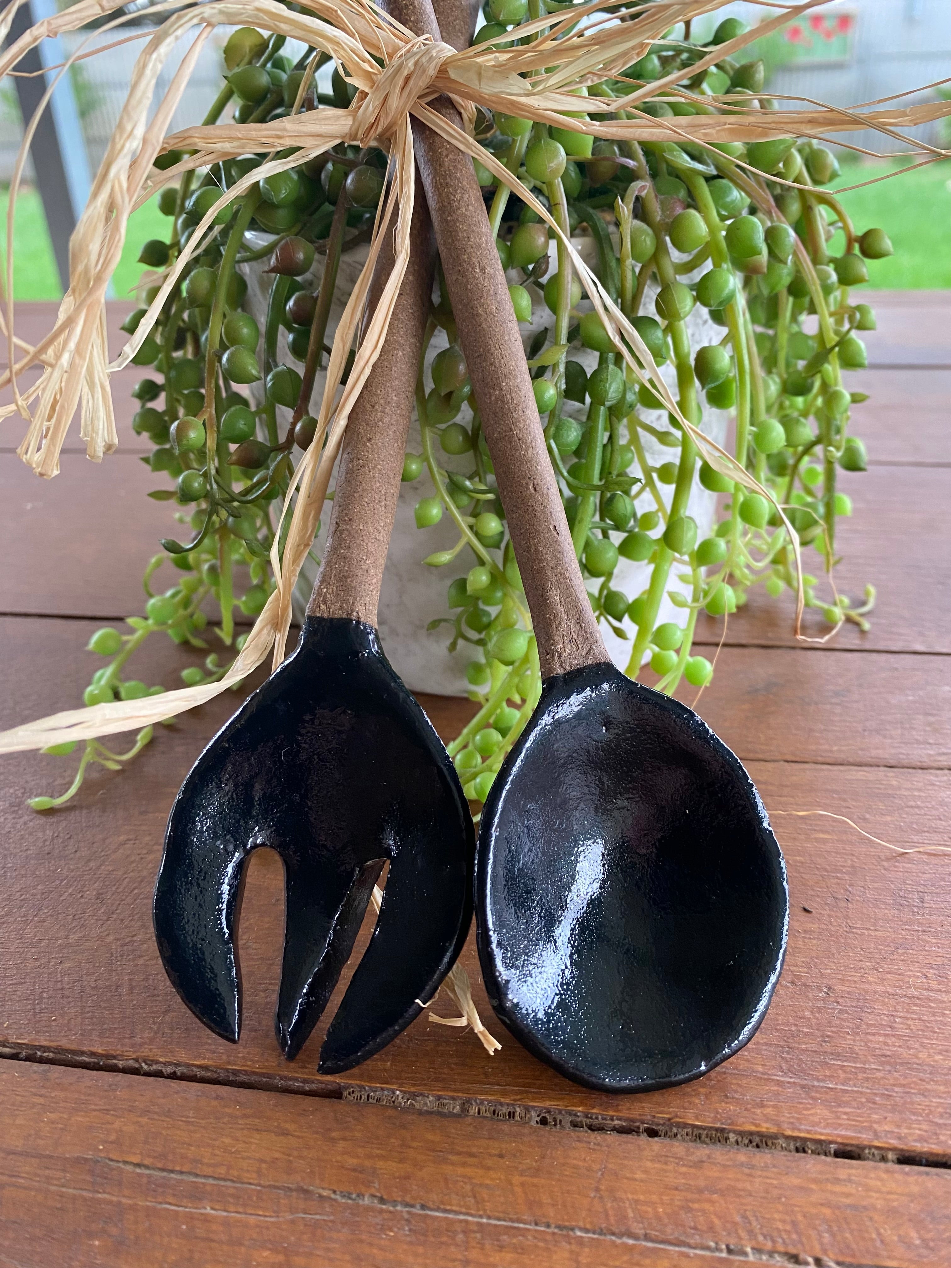Ceramic Salad Server Set / Handmade Pottery