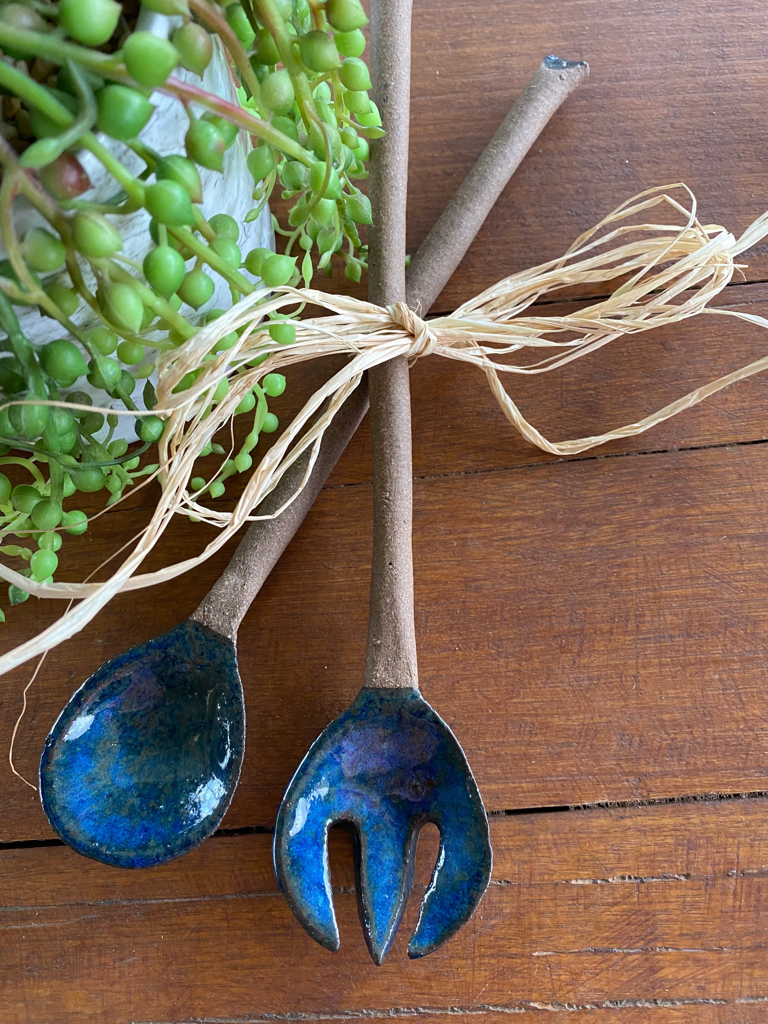 Ceramic Salad Server Set / Handmade Pottery