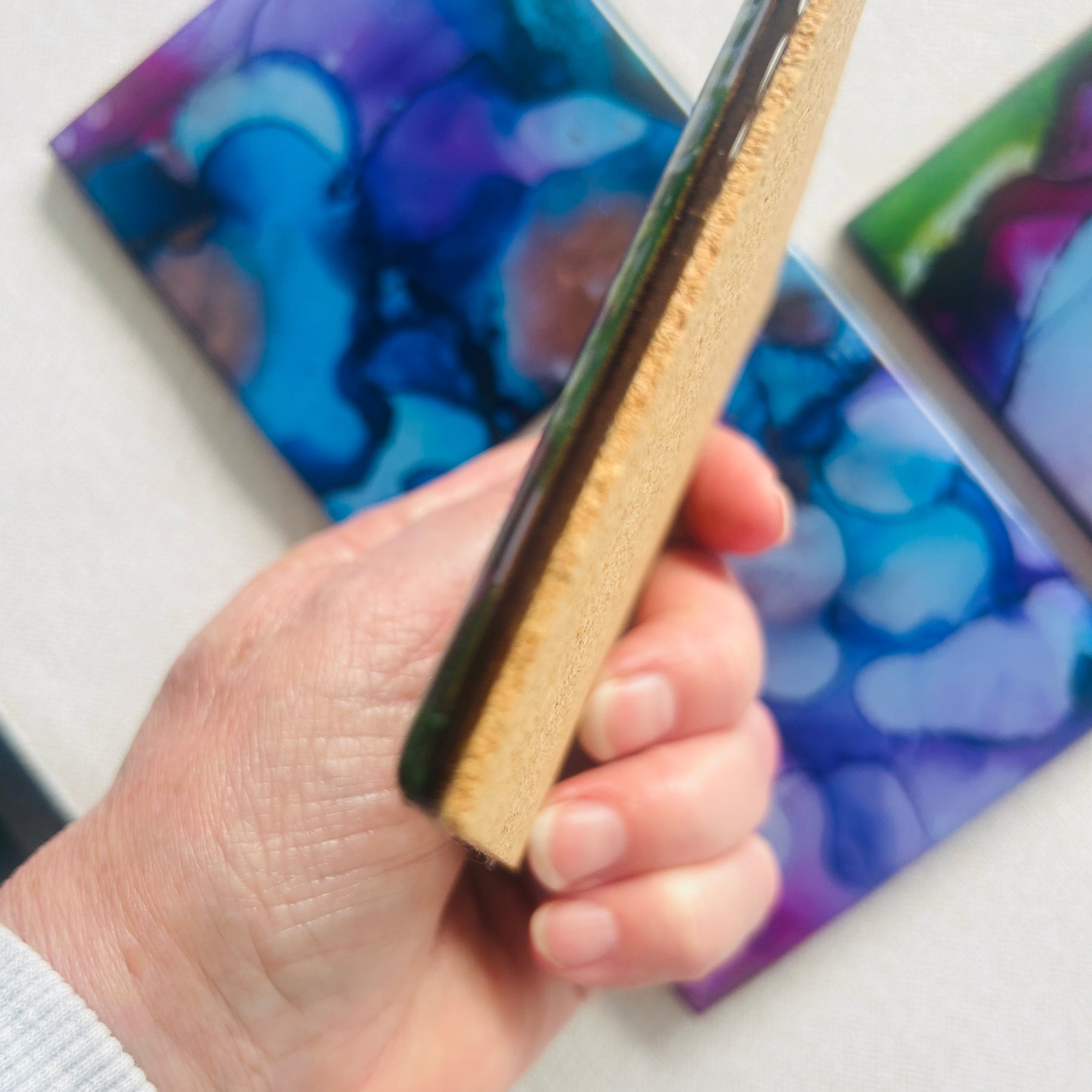 Resin/Alcohol Ink Coasters(Set of 2) Multi Colour