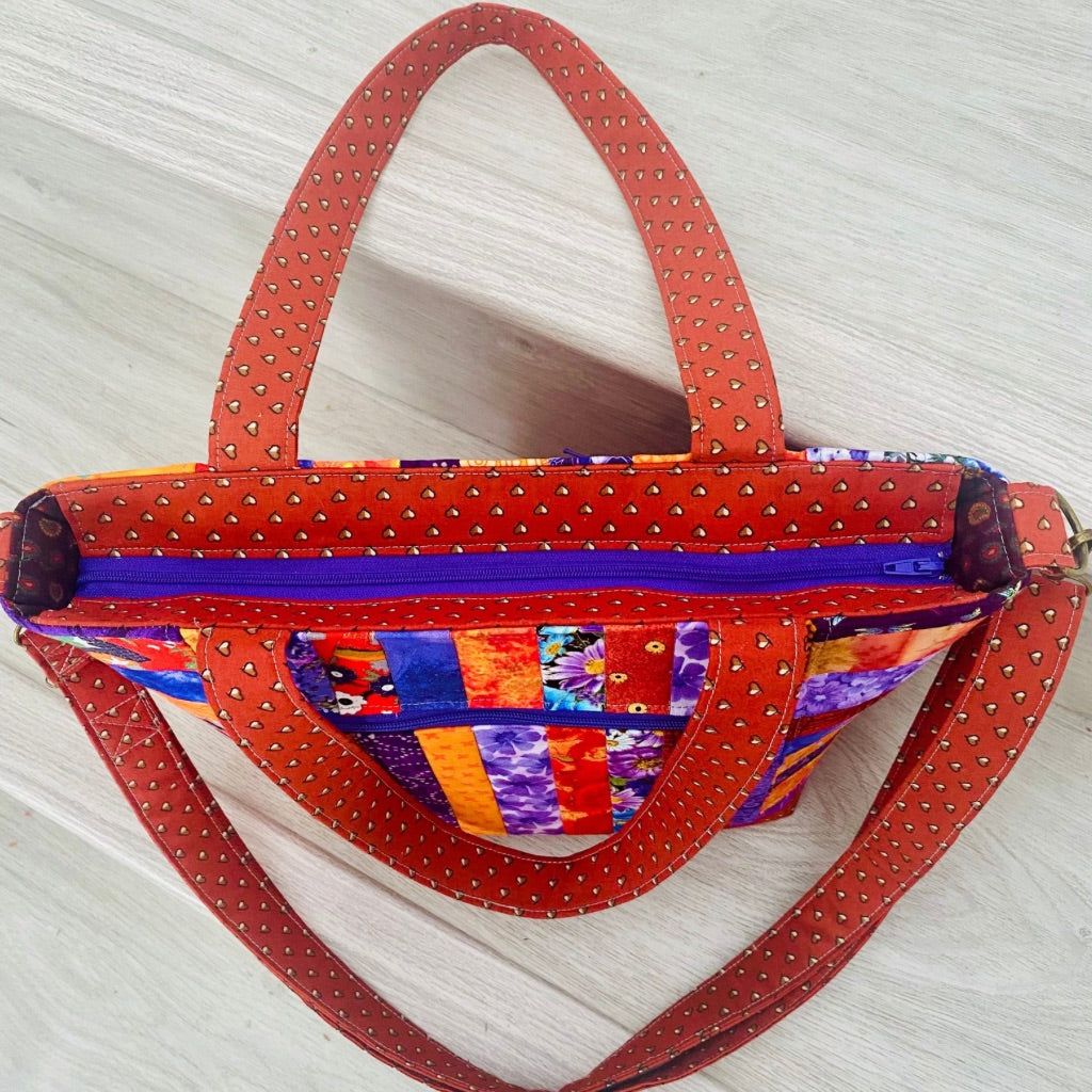 Violet Ember crossbody patchwork bag