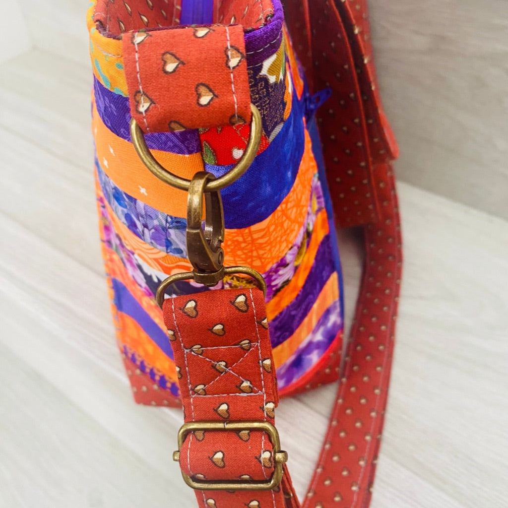 Violet Ember crossbody patchwork bag