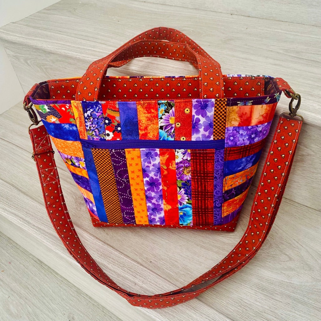 Violet Ember crossbody patchwork bag