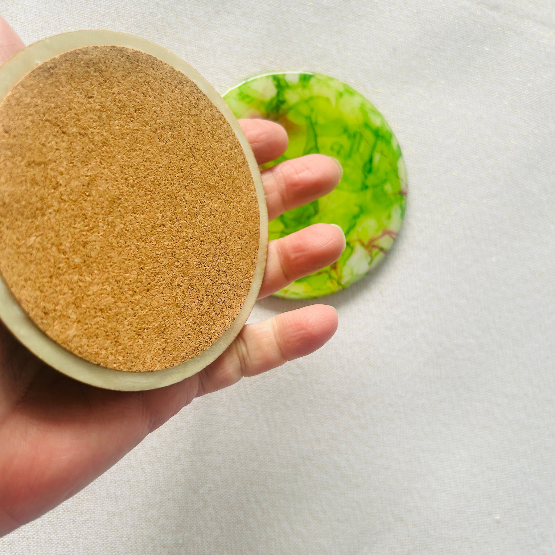 Resin/Alcohol Ink Drink Coasters (Set of 2) Lime & Lemon