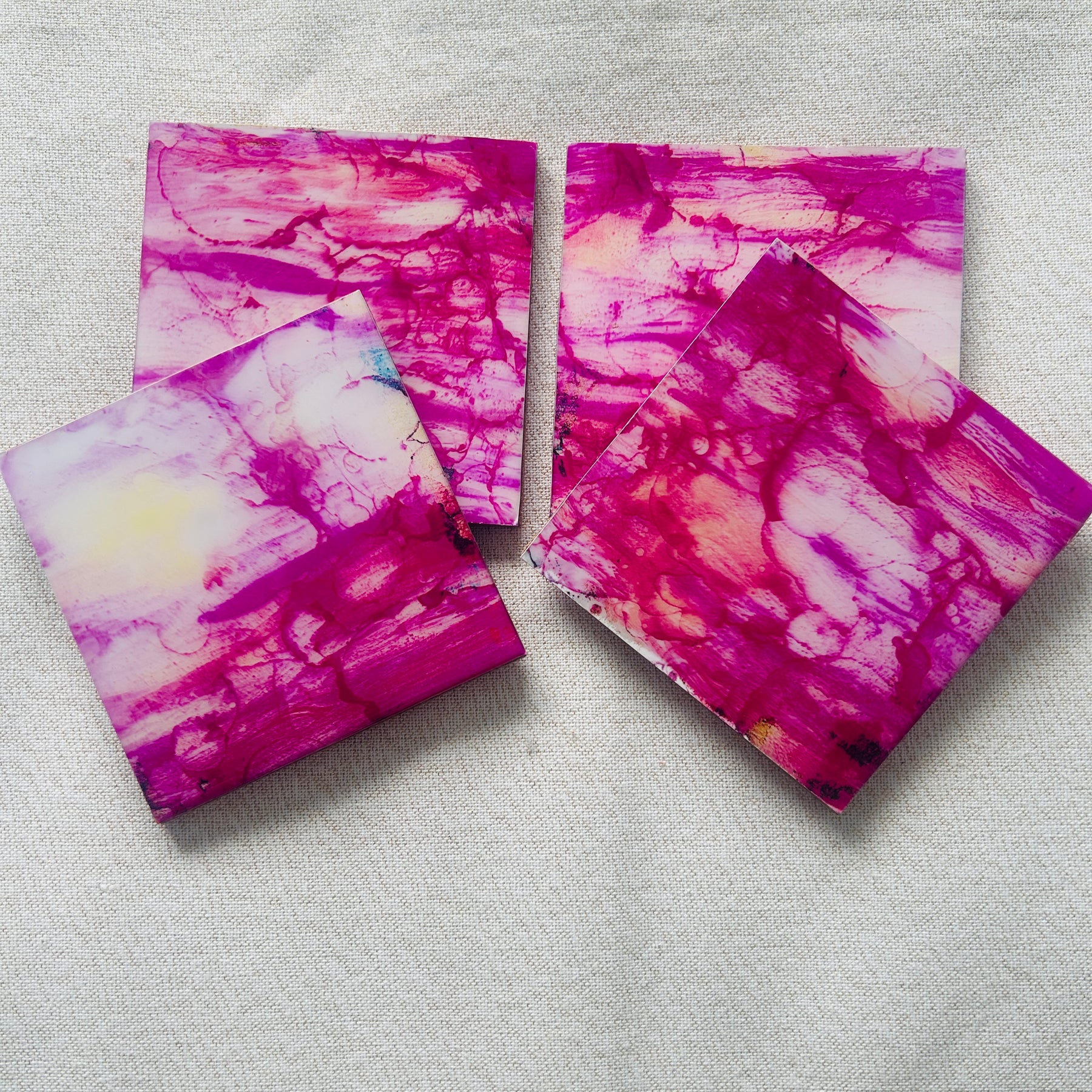 Resin/Alcohol Ink Drink Coasters (Set of 2) Hot Pink