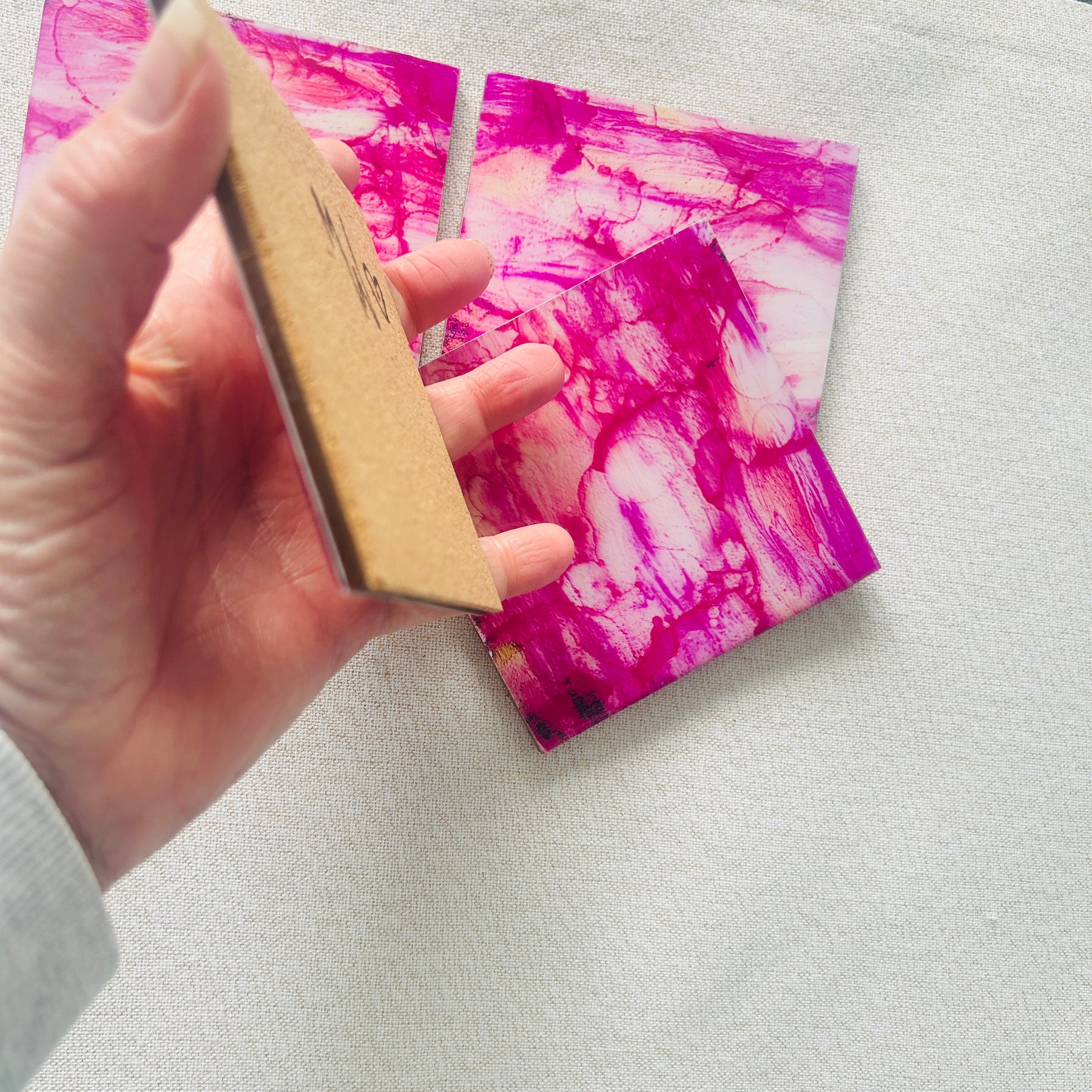 Resin/Alcohol Ink Drink Coasters (Set of 2) Hot Pink